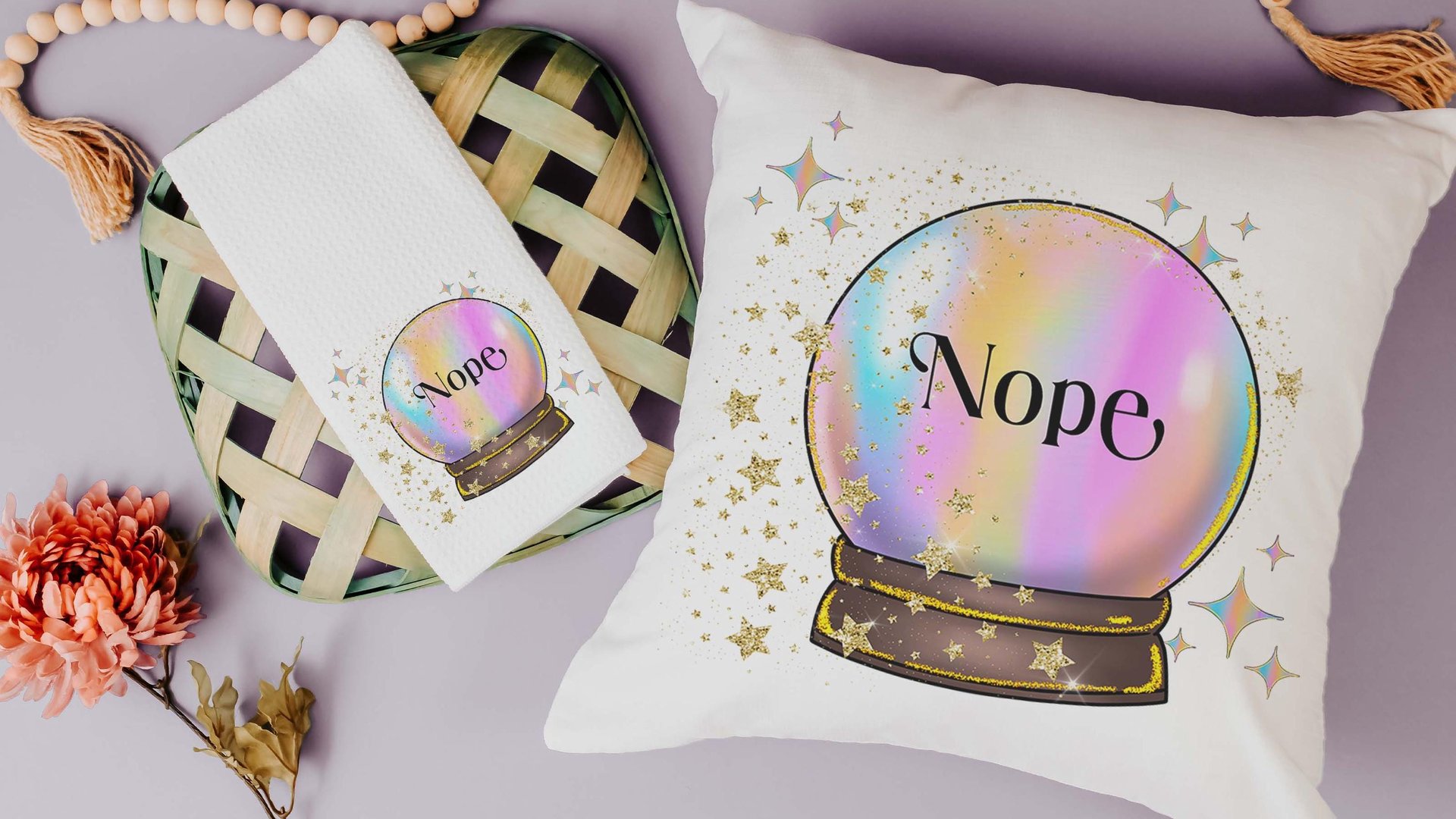 custom quote funny hand towels for bathroom, at least your mom thinks you're pretty crystal ball decor, sassy gift for best friends, snarky