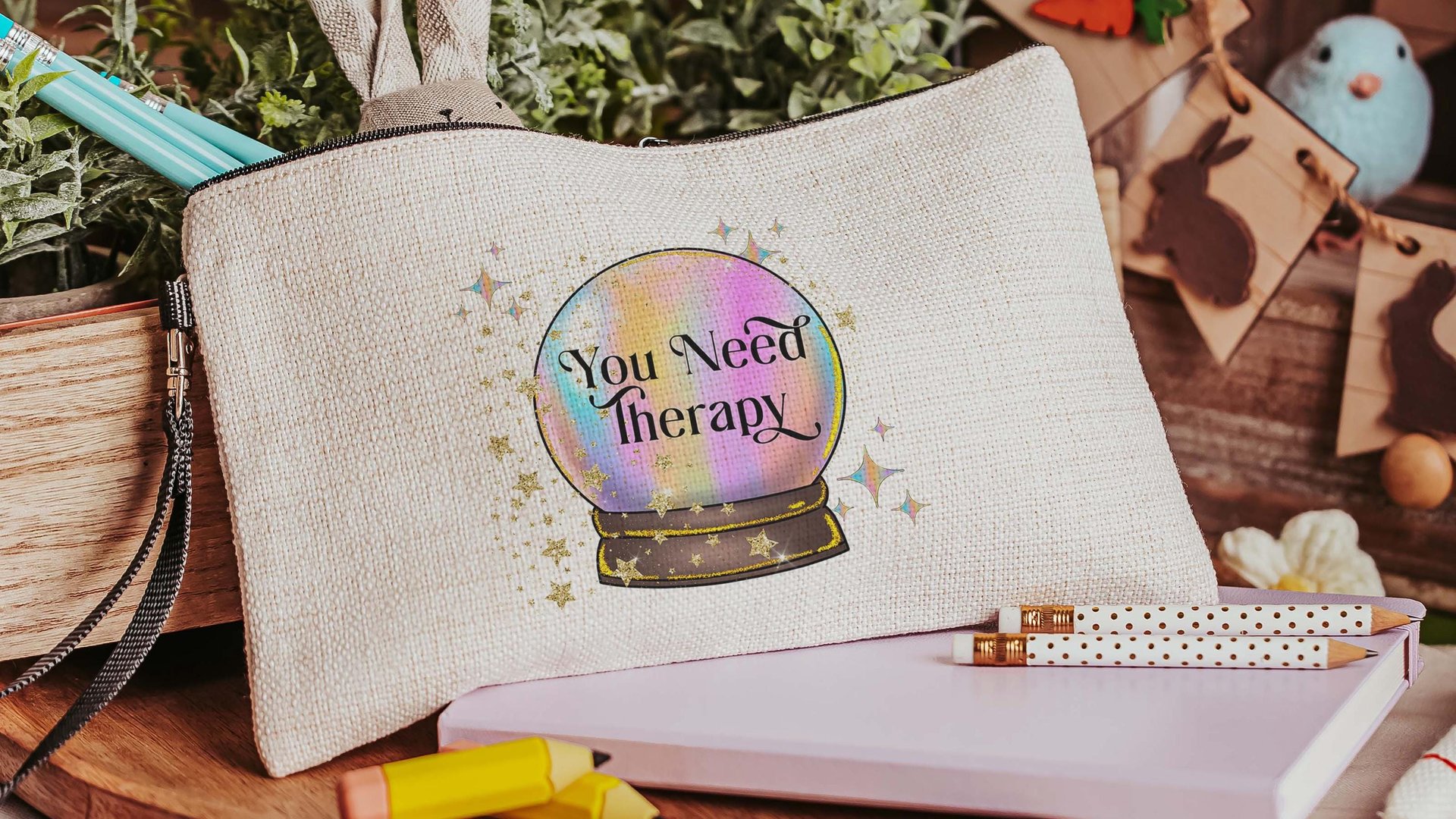 custom quote makeup bag for purse, crystal ball besties gift, nope funny wristlet for women, snarky gifts for friends, Easter basket stuffer