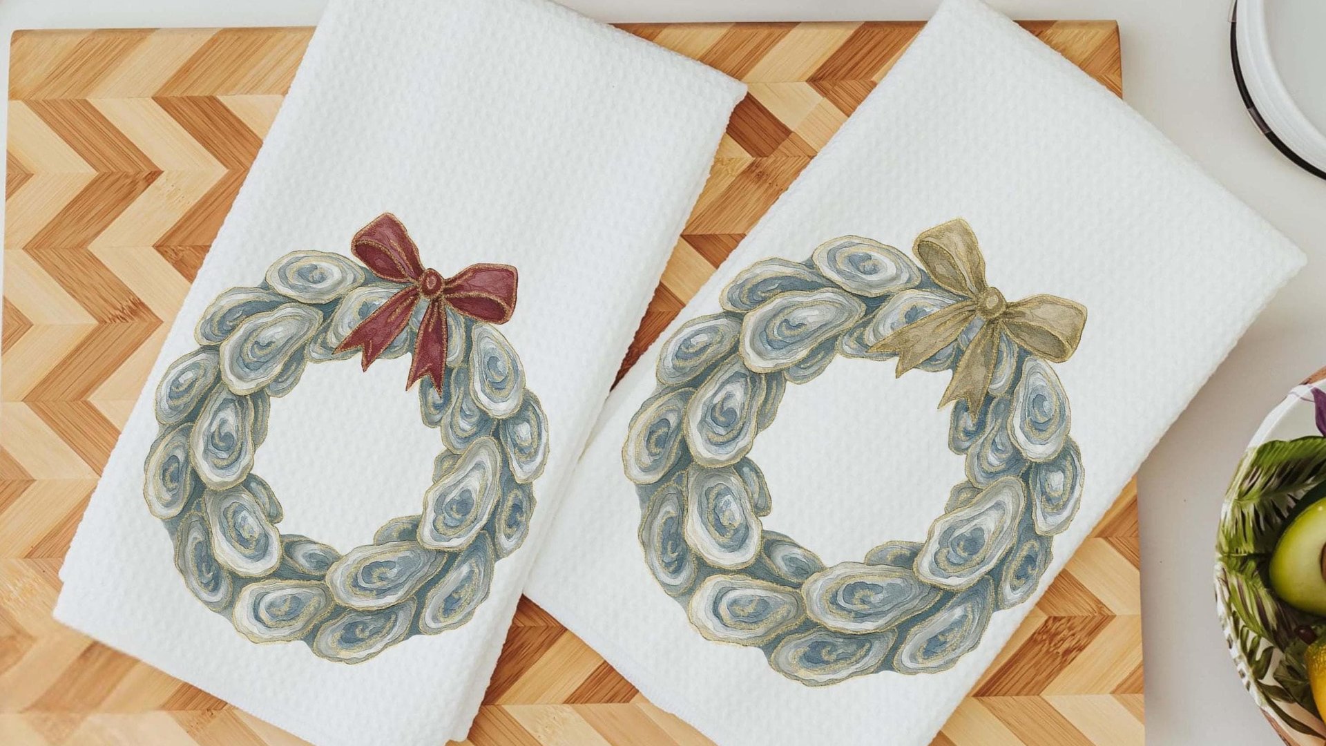 oyster shell spring wreath throw pillows for living room, oyster shell hand towels for bathroom beachy gifts for neighbors