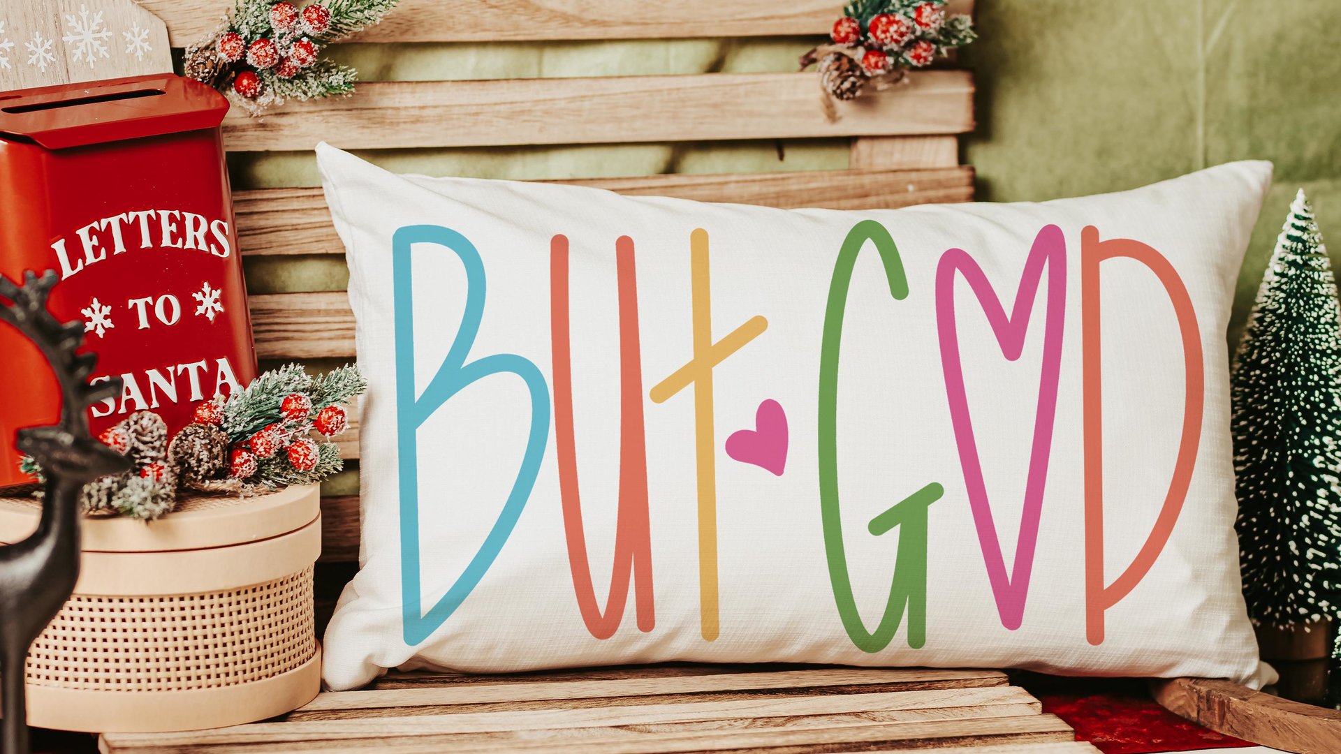 but God lumbar decorative pillows for bedroom, faith gifts for teen girls, Christian throw pillows for couch bright decor, unique gifts for