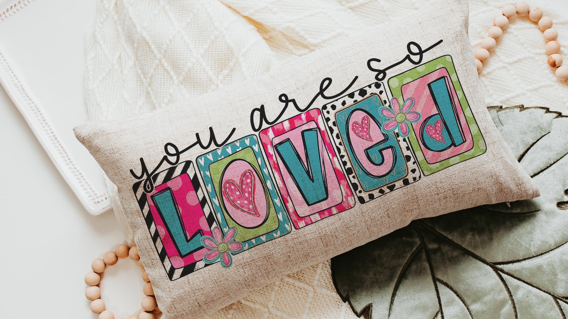 You are so loved lumbar throw pillows for couch colorful decorative pillows for girls, Mother's day gift, housewarming gift for daughter
