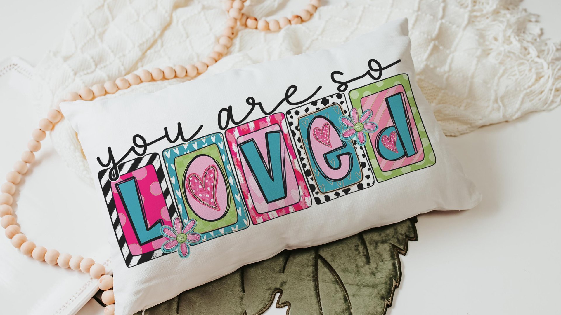 You are so loved lumbar throw pillows for couch colorful decorative pillows for girls, Mother's day gift, housewarming gift for daughter