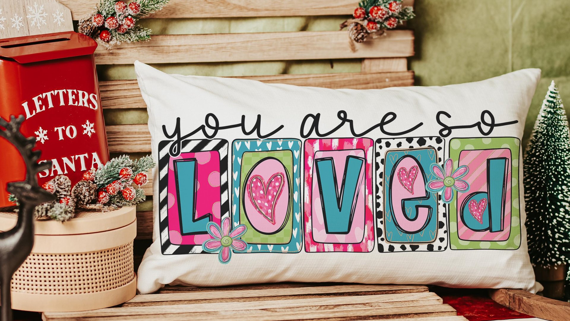 You are so loved lumbar throw pillows for couch colorful decorative pillows for girls, Mother's day gift, housewarming gift for daughter