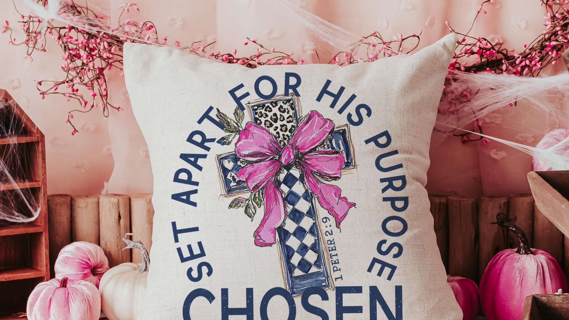 Chosen for his purpose religious kitchen towels Christian throw pillow for living room, Easter hostess gift for sister, Colossians 3:12
