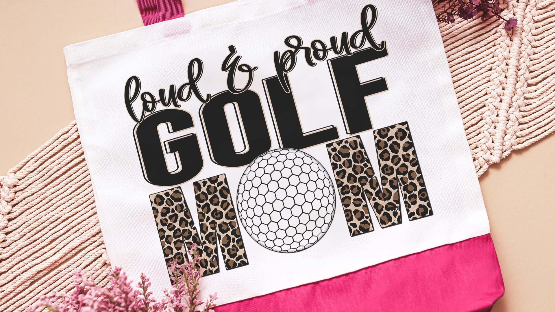 loud and proud leopard print golf tote bag for cart, golf mom gifts, golf Mothers day gift for golfers, golfing wife tote bag for women