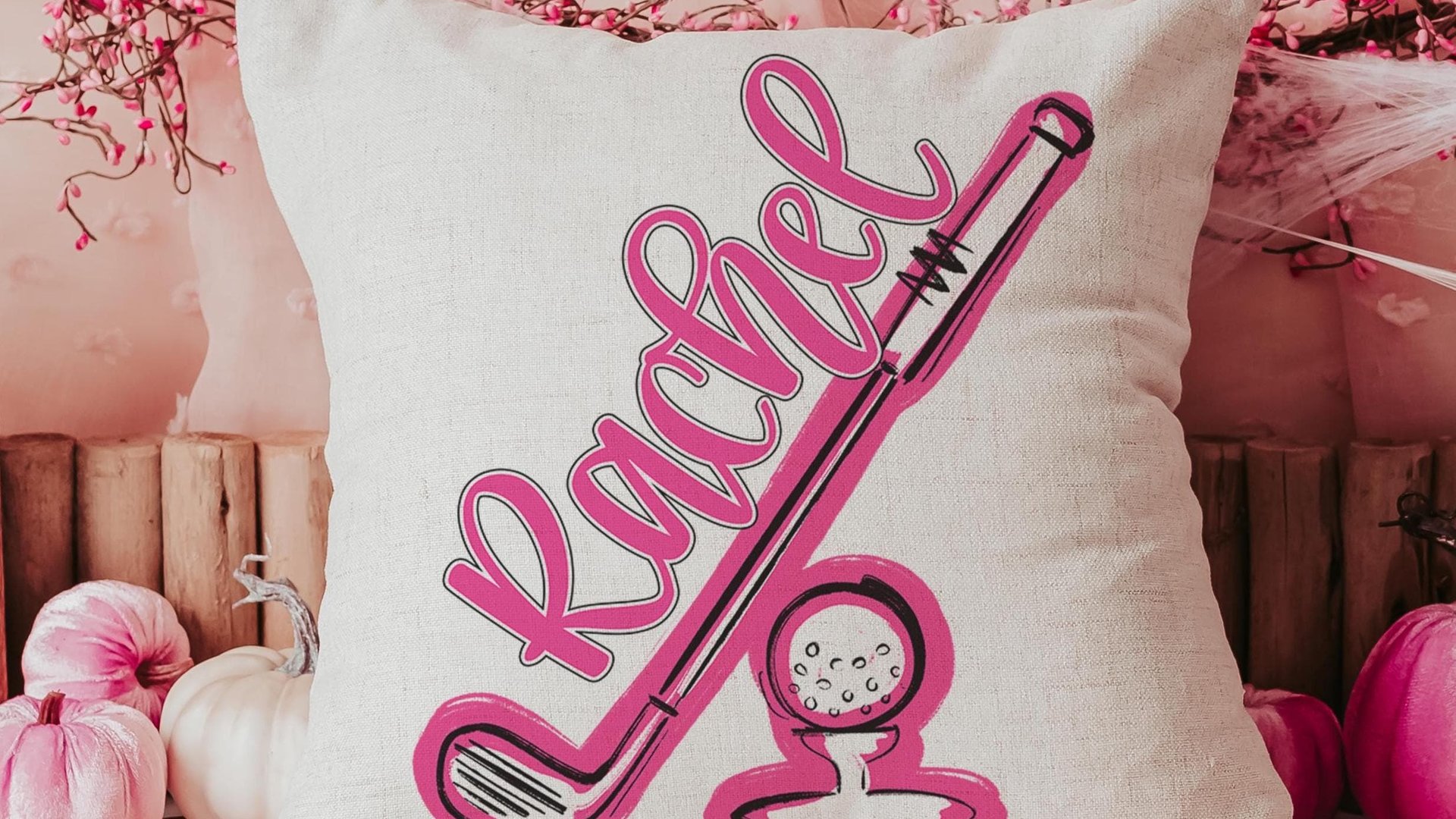 Personalized columbia blue name golf pillow for couch, golf mom era room decor pillow, lady golfer throw pillow for bed, cute golf gifts for