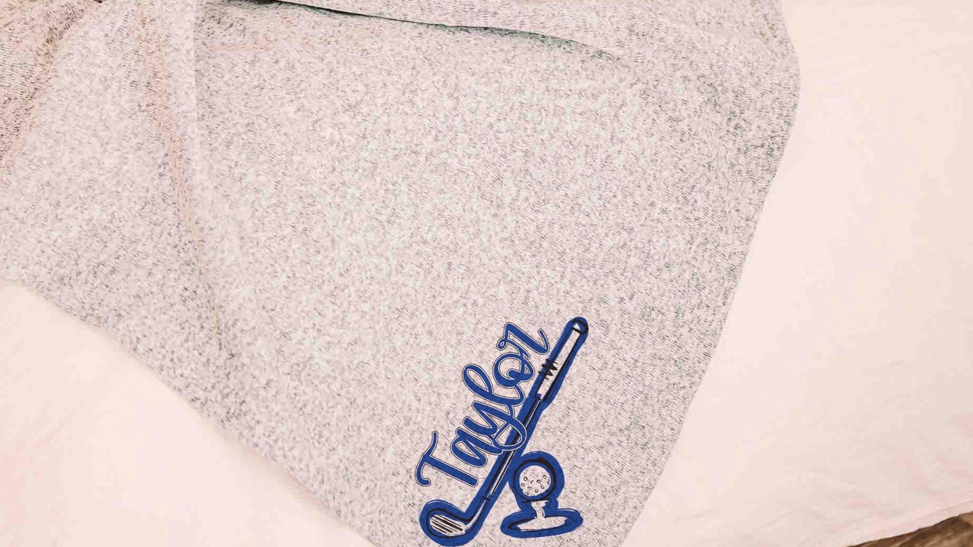 personalized golf blanket woman golfer graduate gift, carolina blue golf decor high school golf girls name throw blanket, college golf gifts