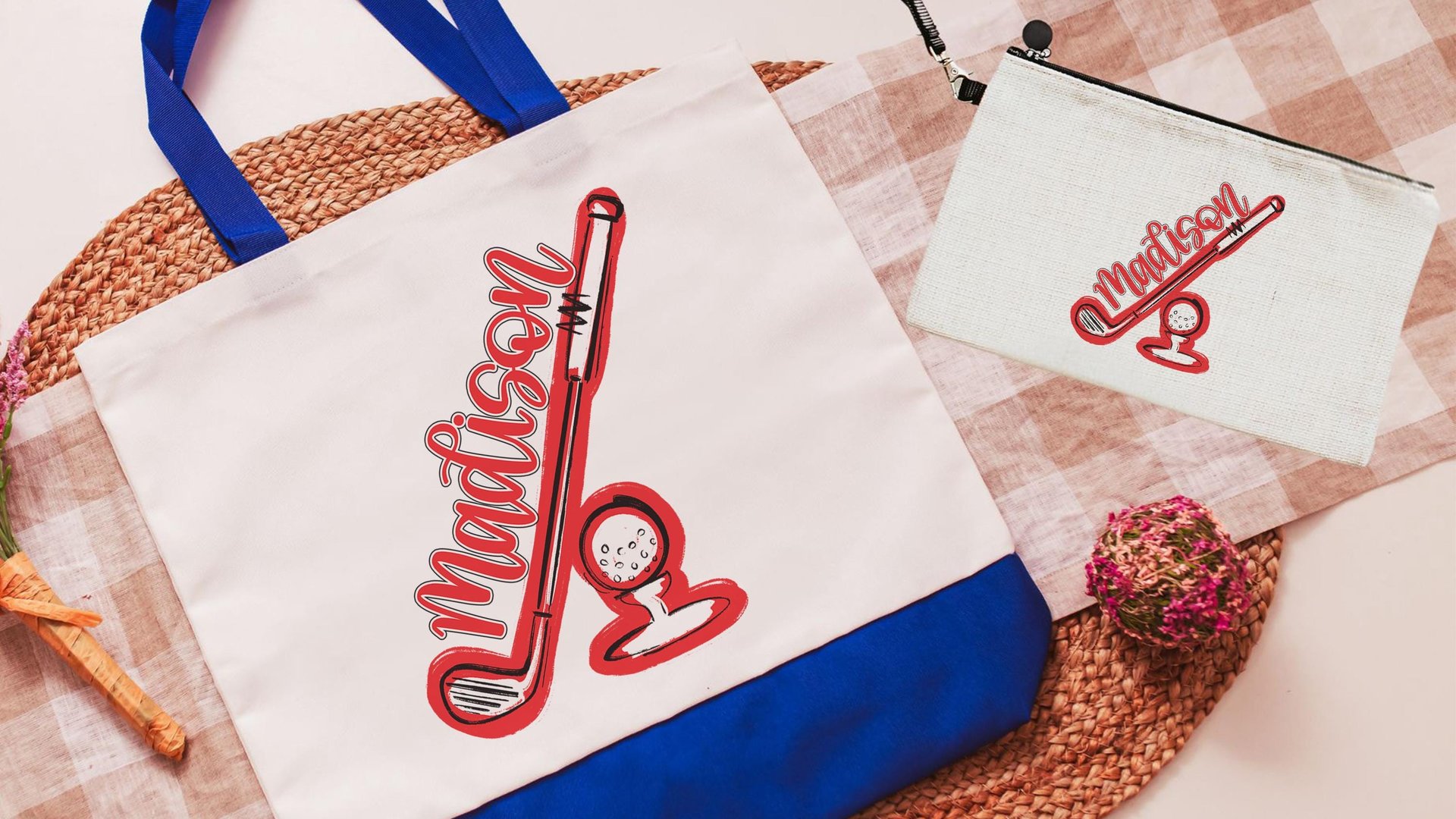 Personalized golf tote bag for women, lady golfer gift wristlet with zipper, golf gifts for her, lady golfer golfing tournament, golf bag