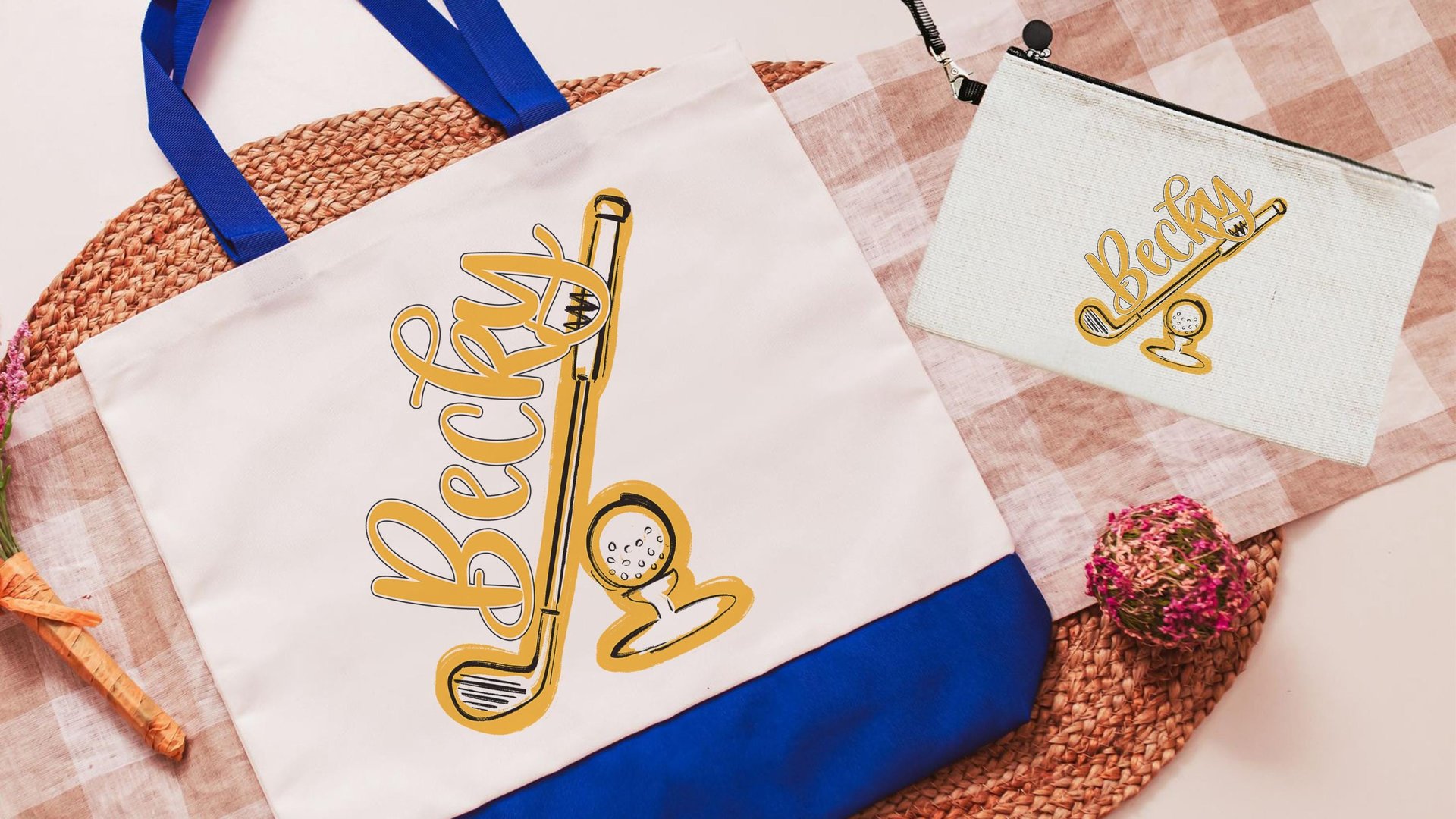 Personalized golf tote bag for women, lady golfer gift wristlet with zipper, golf gifts for her, lady golfer golfing tournament, golf bag