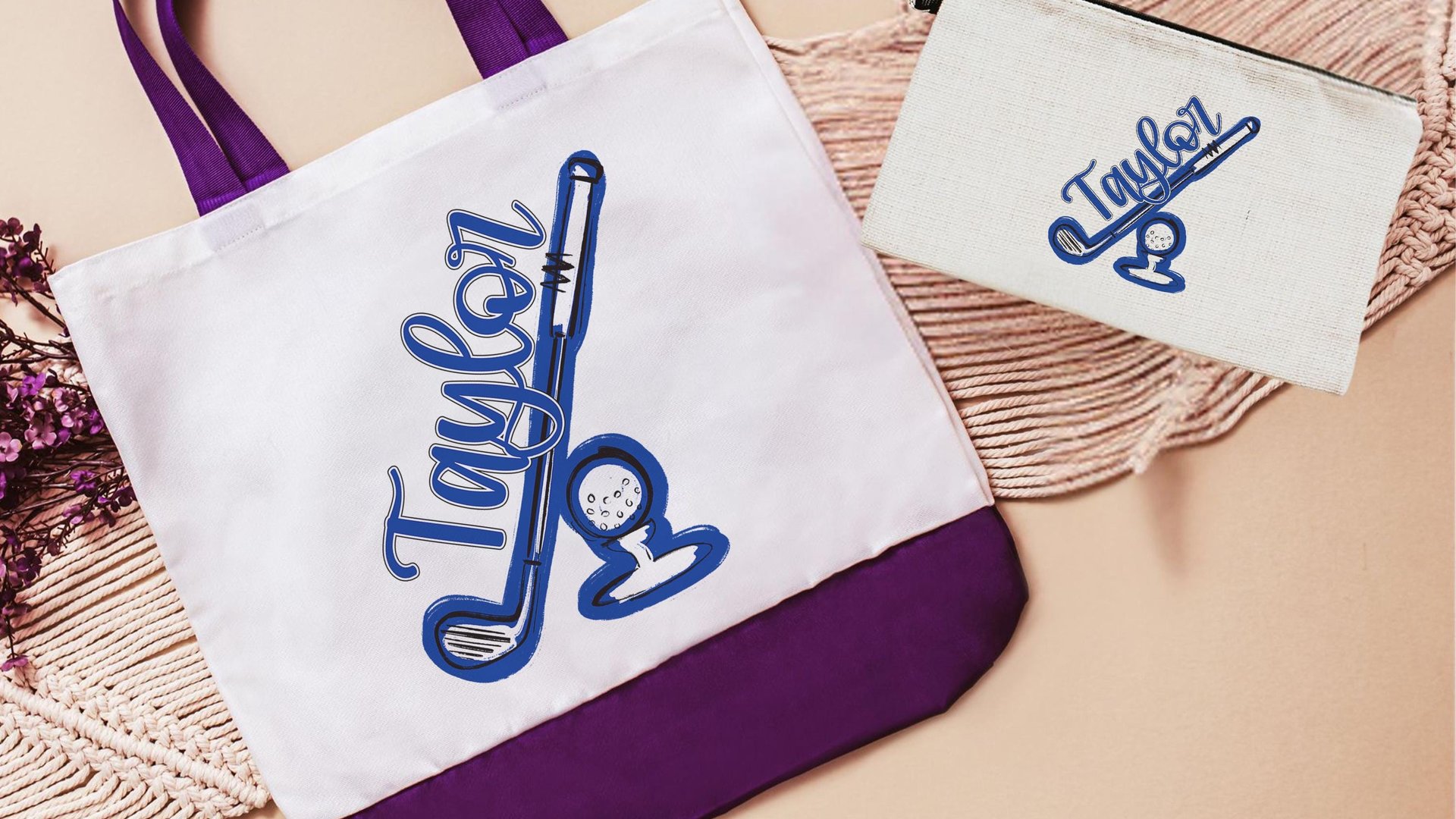 Personalized golf tote bag for women, lady golfer gift wristlet with zipper, golf gifts for her, lady golfer golfing tournament, golf bag