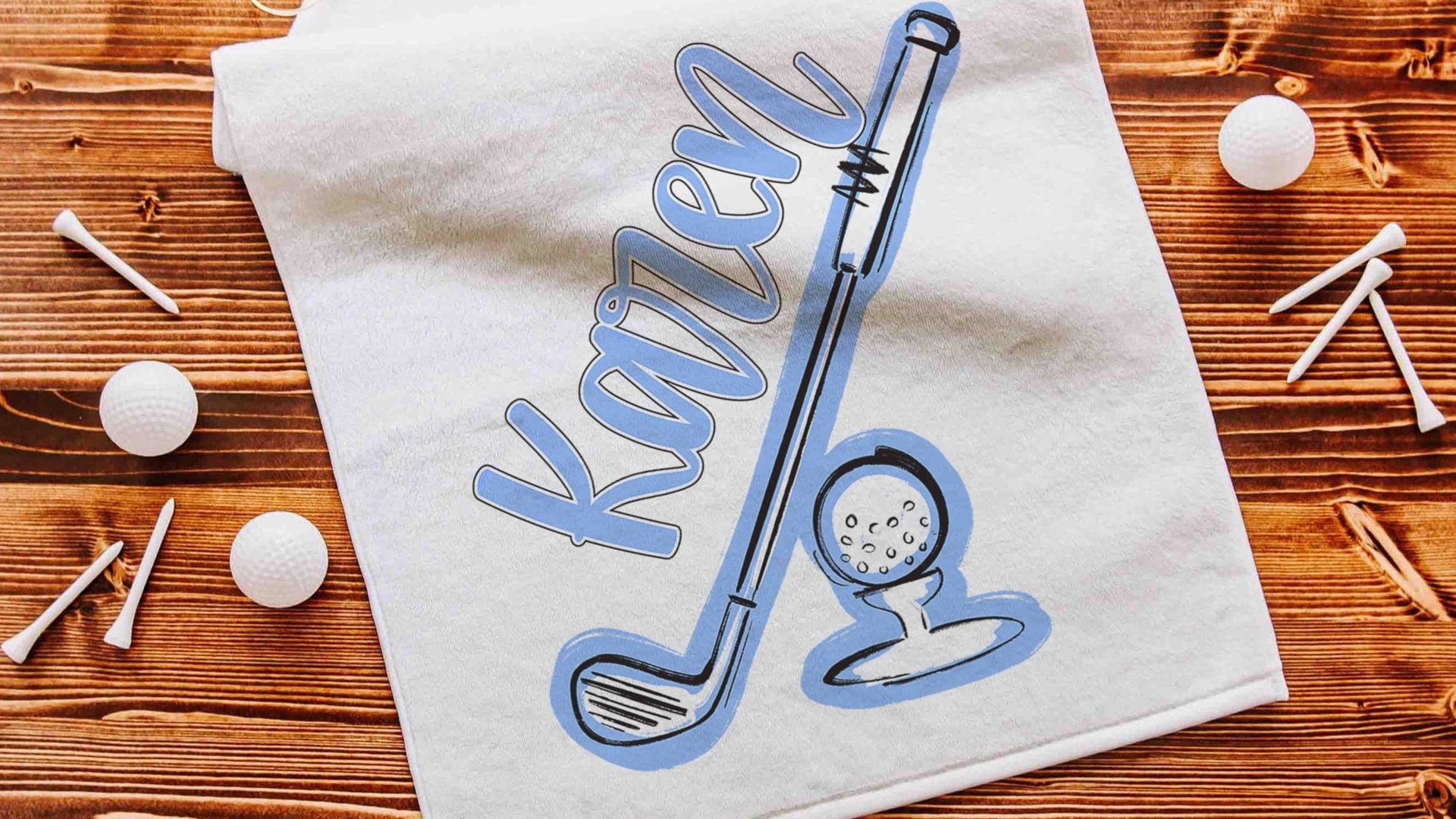 Personalized golf towels with hook, Carolina blue school spirit golf team for women, cute golf gifts for friends, lady golfer gifts, best