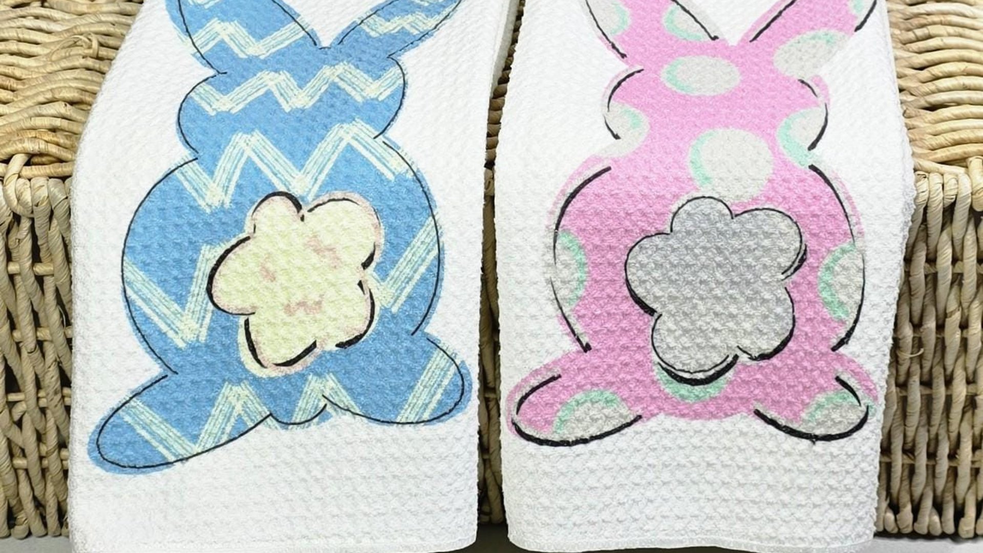 pink Easter bunny hand towels for bathroom blue Easter rabbit kitchen towels for decor, Easter basket stuffers for adults, Easter kitchen