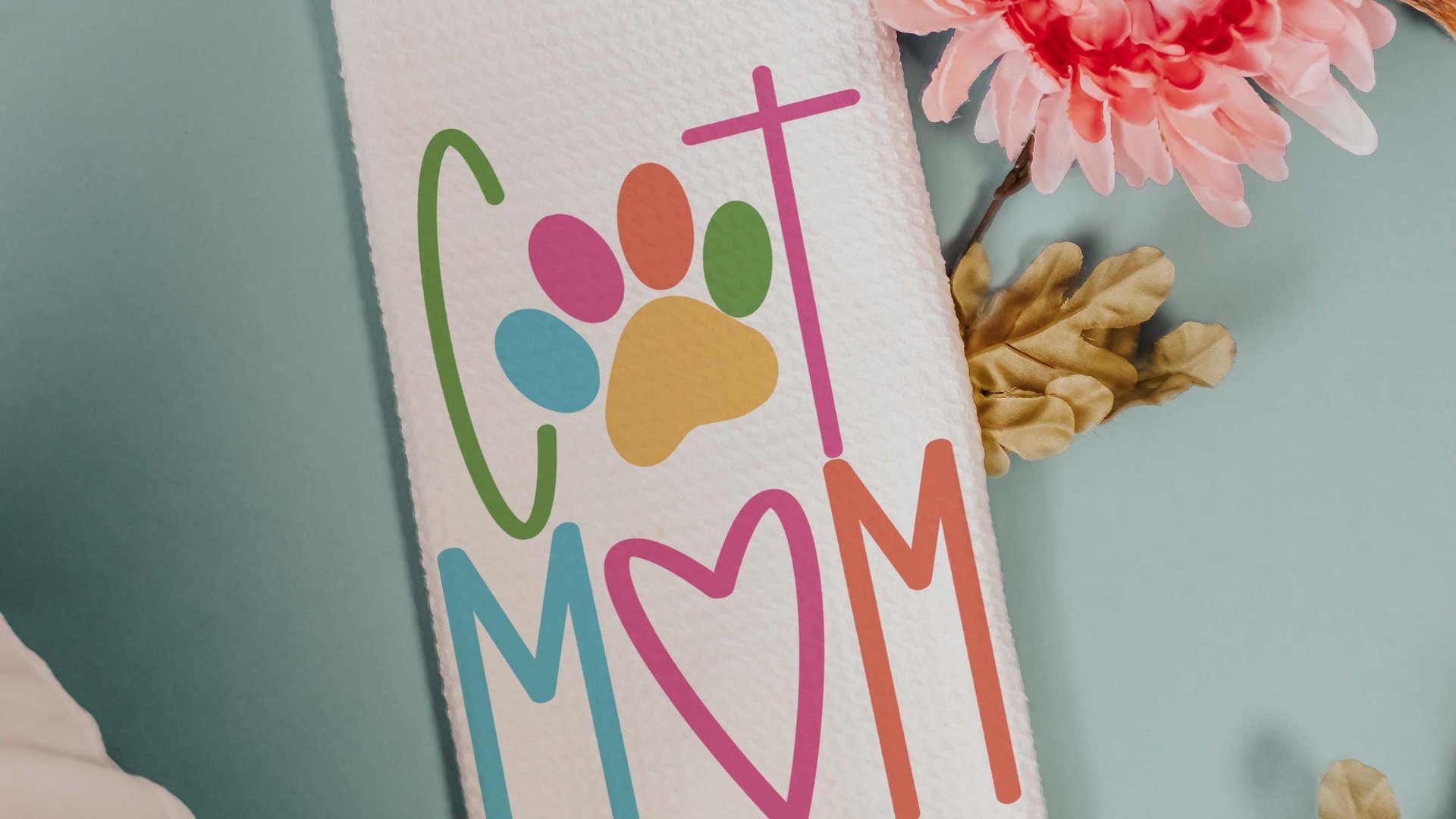 Cat mom throw pillow for chair, cute Mothers day gift for cat and cat lovers, cat lover throw pillow 18x18, colorful cat decor for kitchen