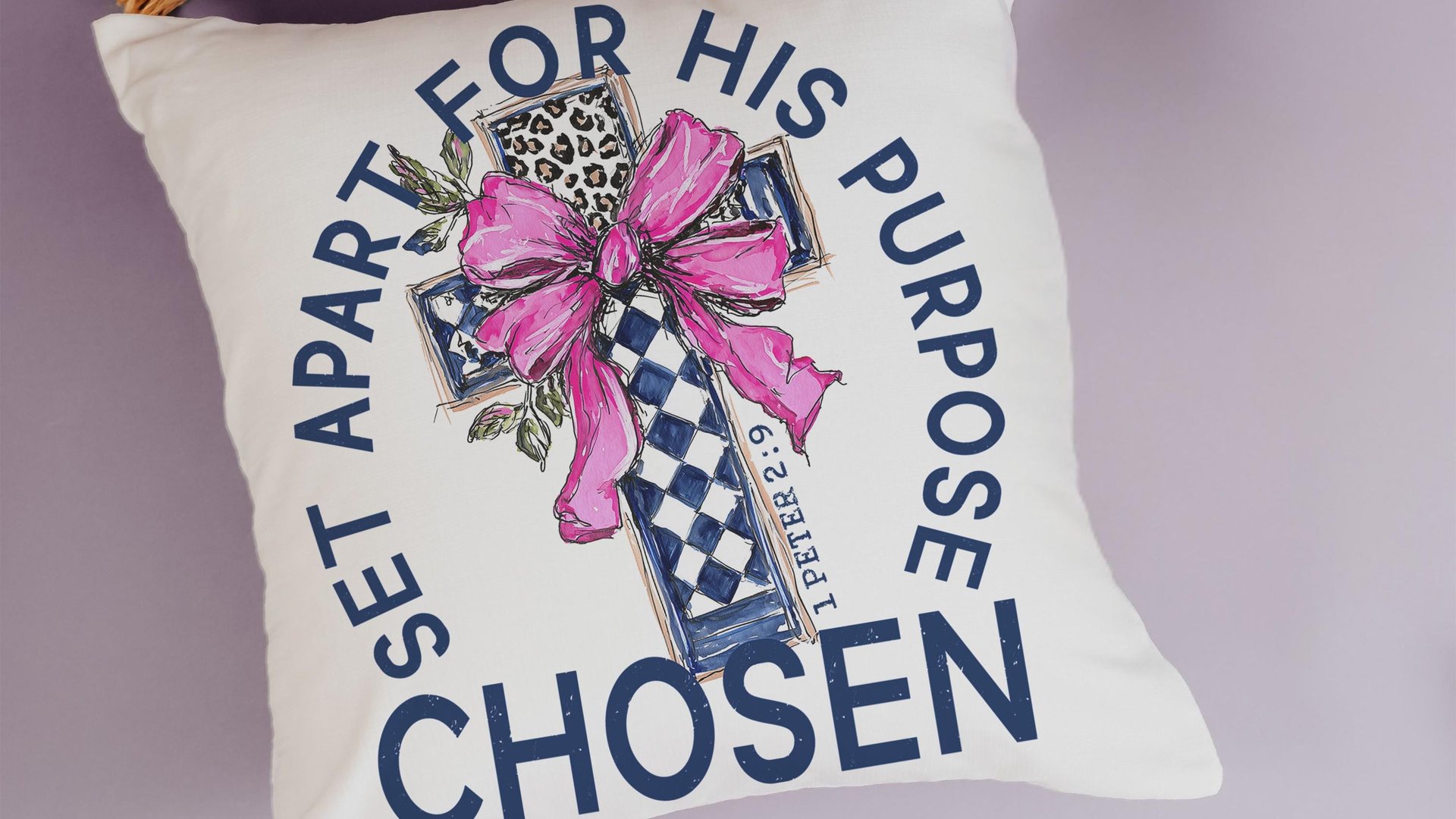 Chosen for his purpose religious kitchen towels Christian throw pillow for living room, Easter hostess gift for sister, Colossians 3:12