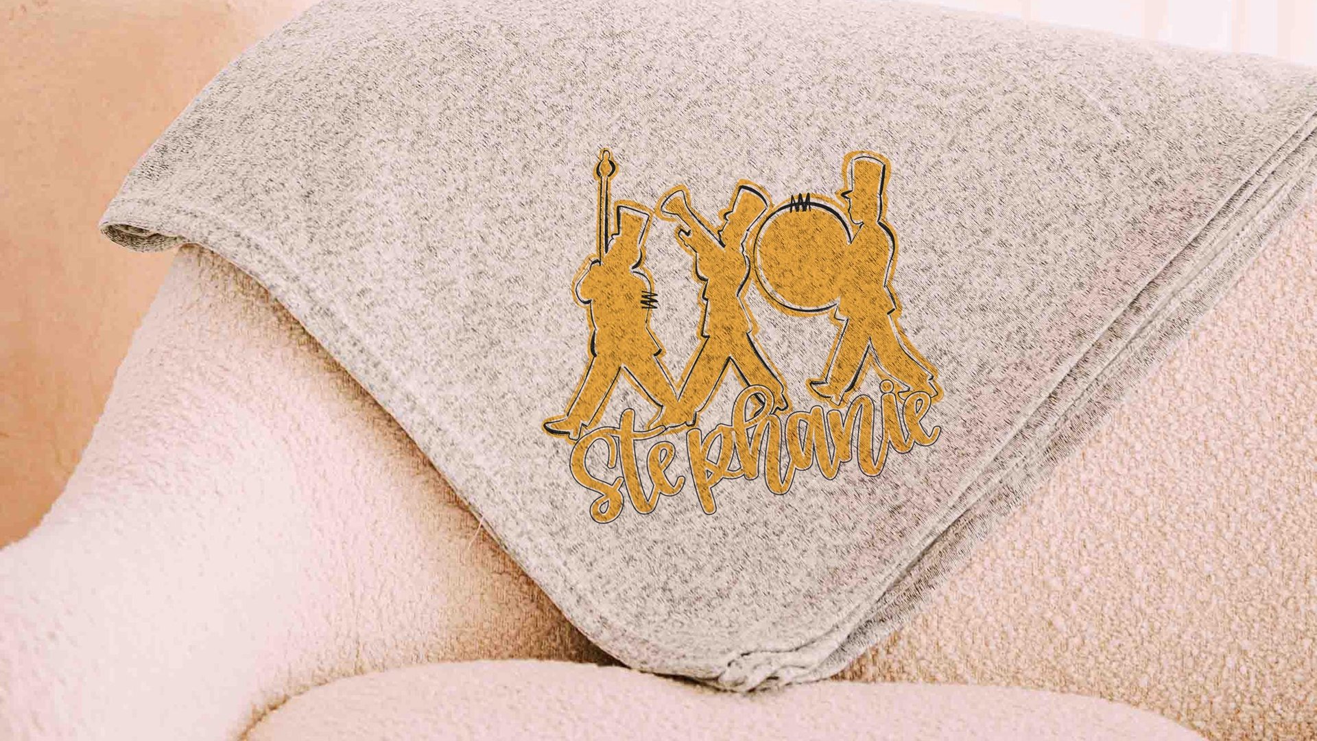 Personalized band mom era band blanket 50 x 60, band Mothers day gift for mother in law, carolina blue name throw blanket for sofa, band