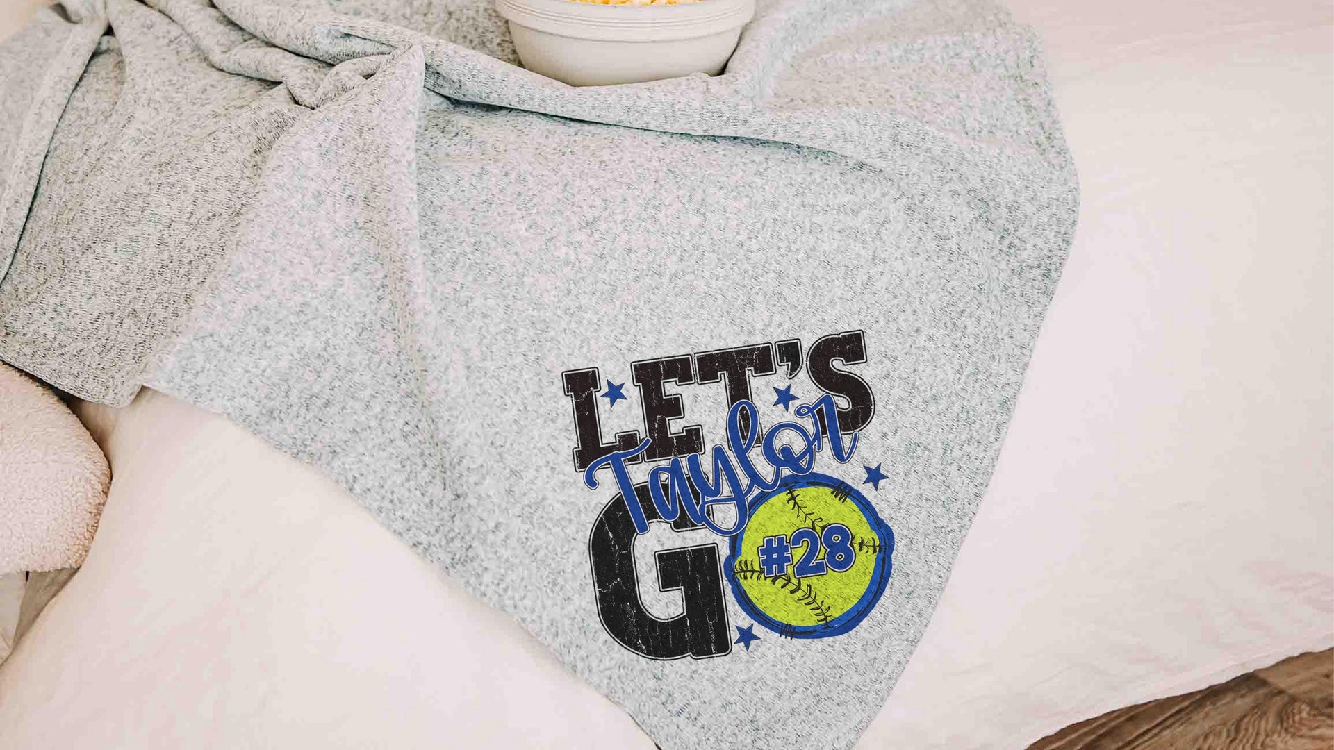 personalized team number softball blanket for girl with name on it, 2026 high school graduation gifts for her, 2026 senior gifts softball