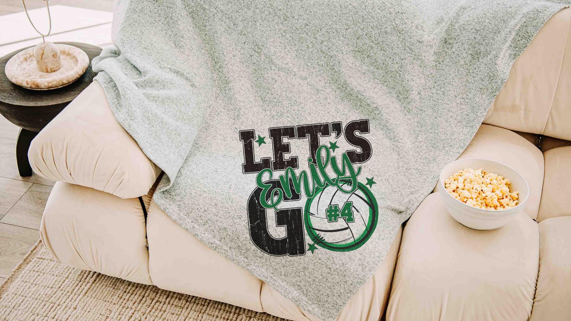 personalized team number volleyball blanket for girls with name, 2026 high school graduation gifts for her, 2026 volleyball senior gifts