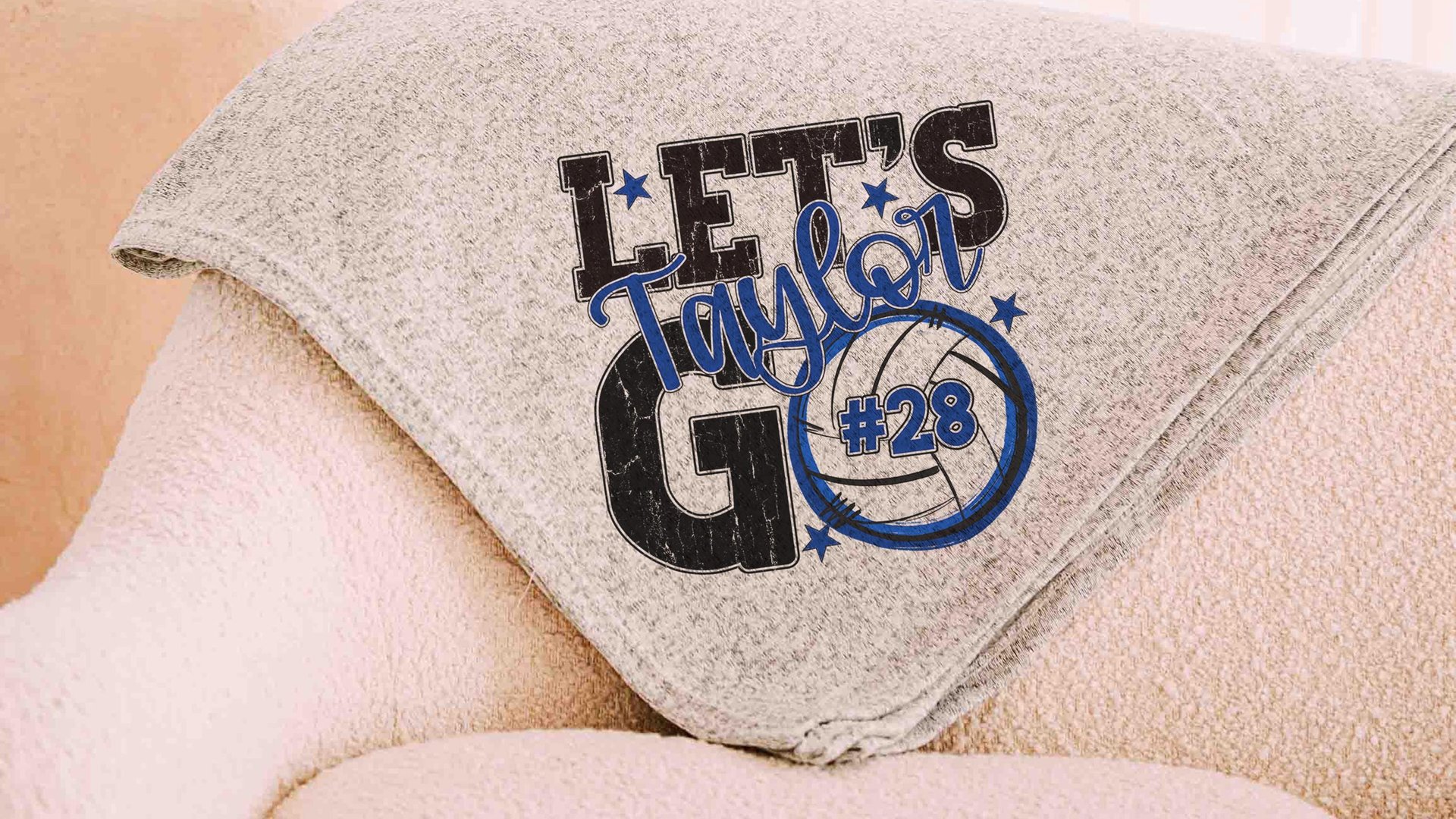 personalized team number volleyball blanket for girls with name, 2026 high school graduation gifts for her, 2026 volleyball senior gifts