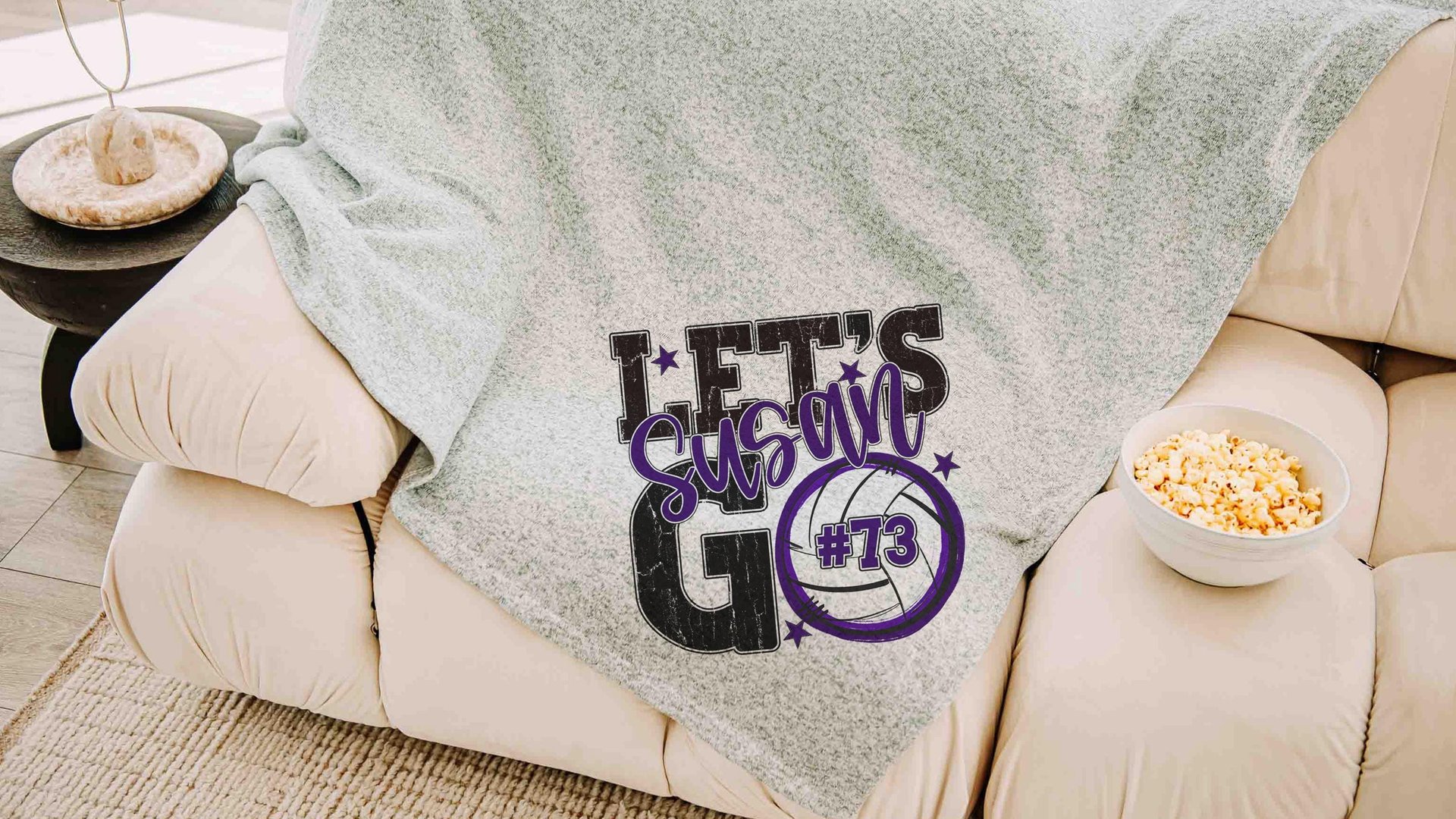 personalized team number volleyball blanket for girls with name, 2026 high school graduation gifts for her, 2026 volleyball senior gifts