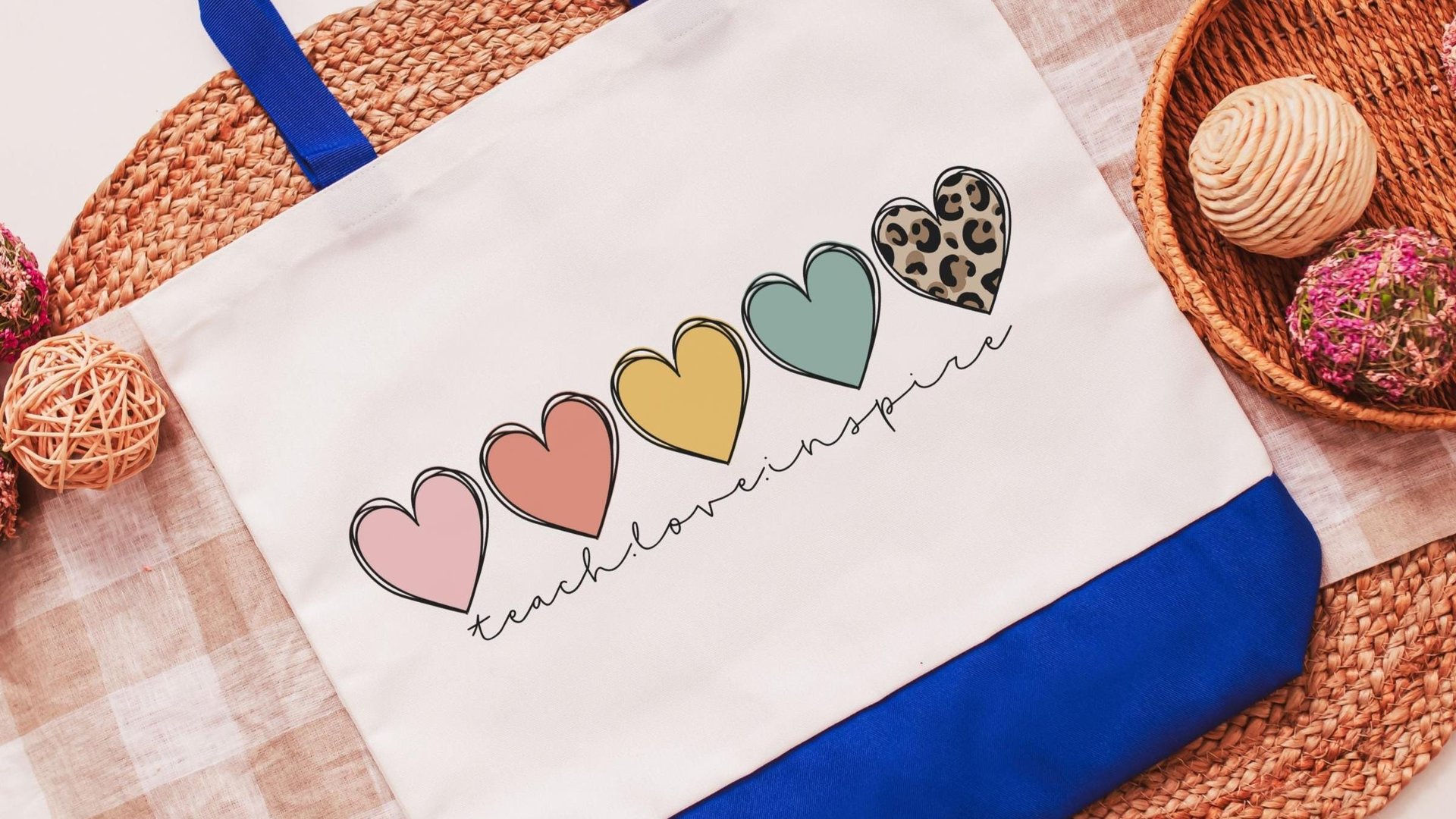Teach love inspire teacher tote bag