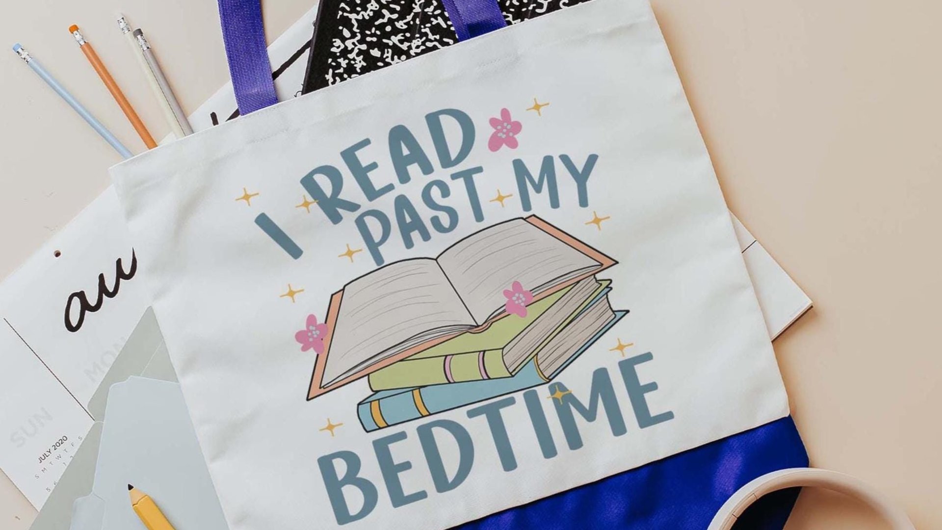 I read past my bedtime cute tote bag for book lovers, bookish merch bags, unique gifts for women who have everything, library tote bag for