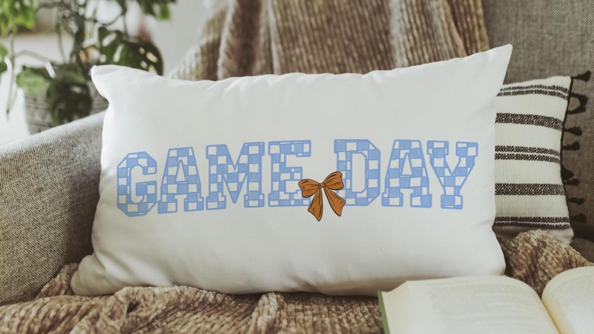 game day basketball throw pillows cute basketball gifts for girls basketball decor, carolina blue school spirit lumbar bed pillow for dorm