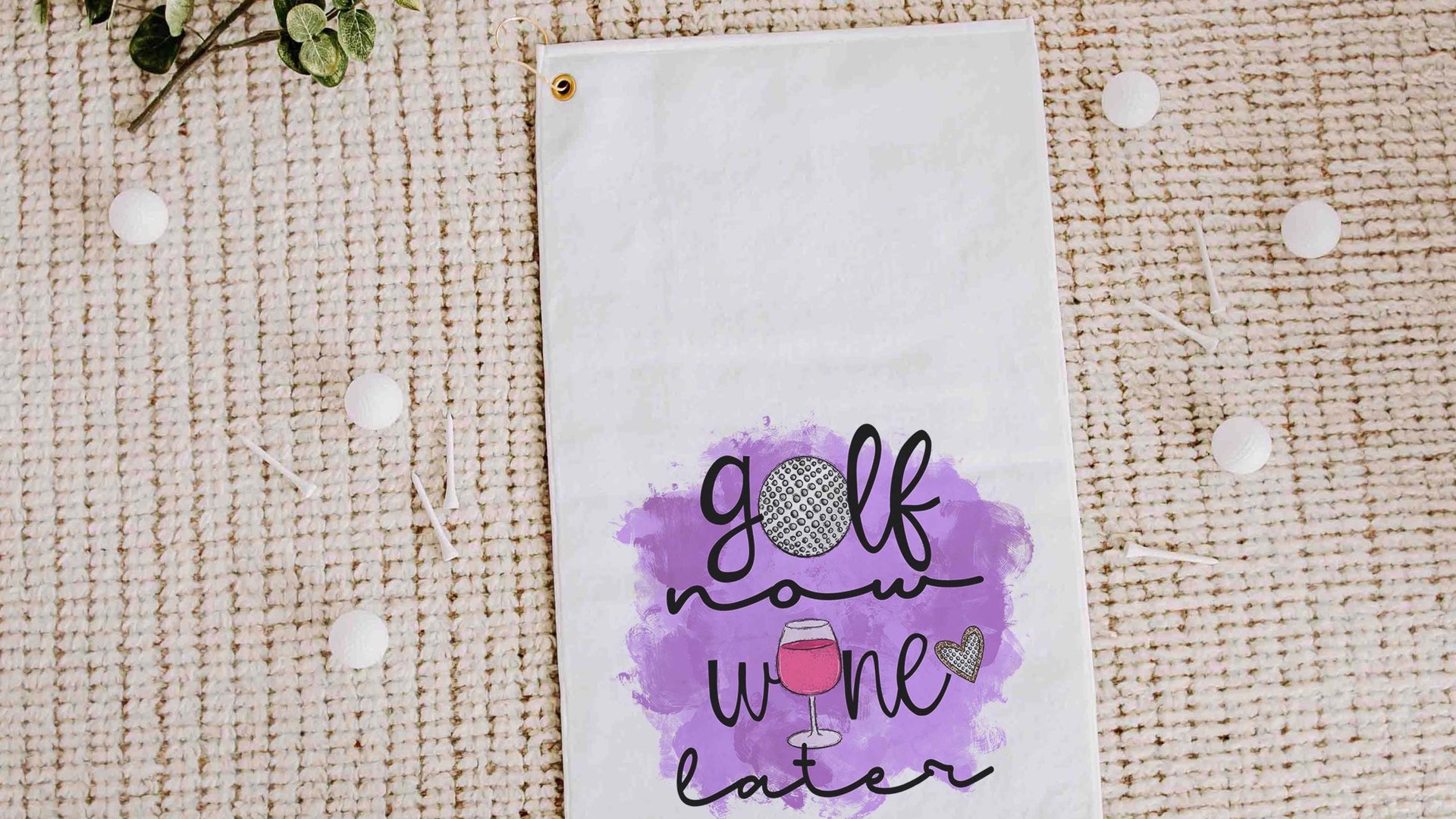 lets par tee funny golf towel with grommet, golf bag towel for women, golf gifts for her, lady golfer ball towel, golf birthday gifts for