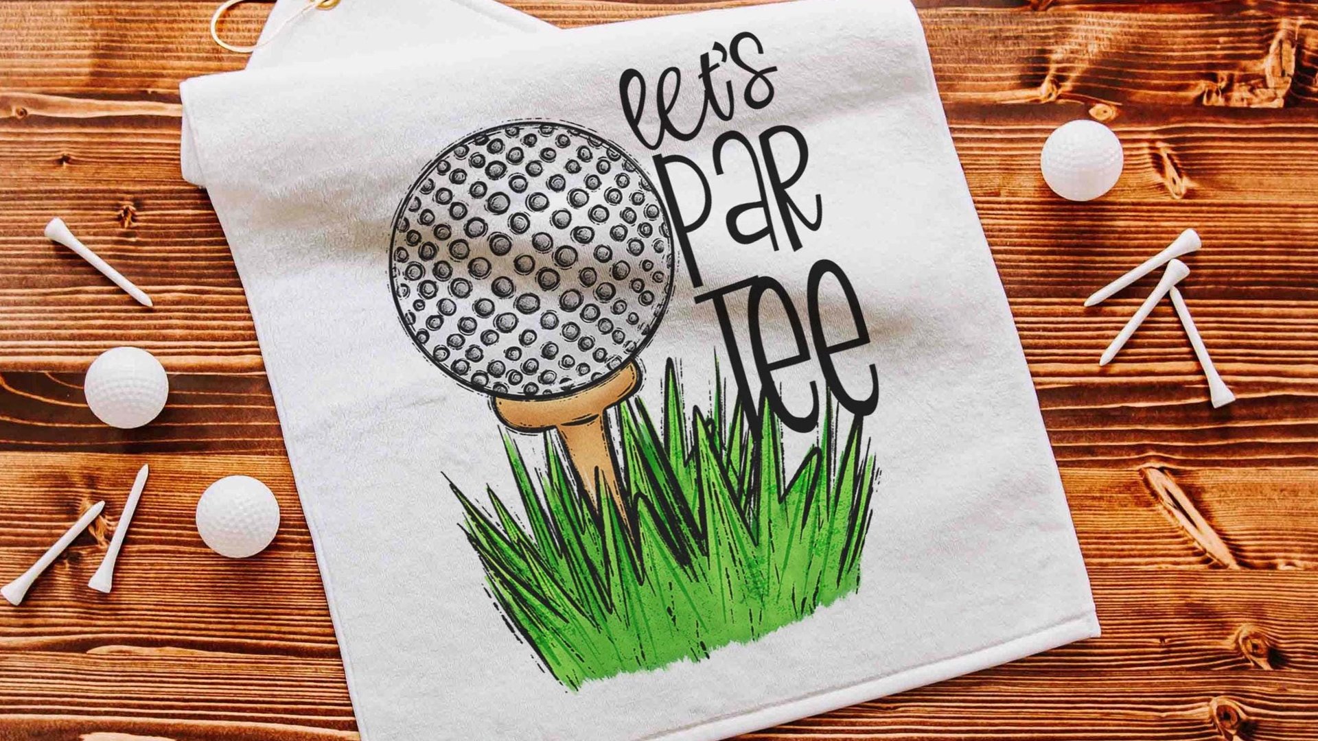 lets par tee funny golf towel with grommet, golf bag towel for women, golf gifts for her, lady golfer ball towel, golf birthday gifts for