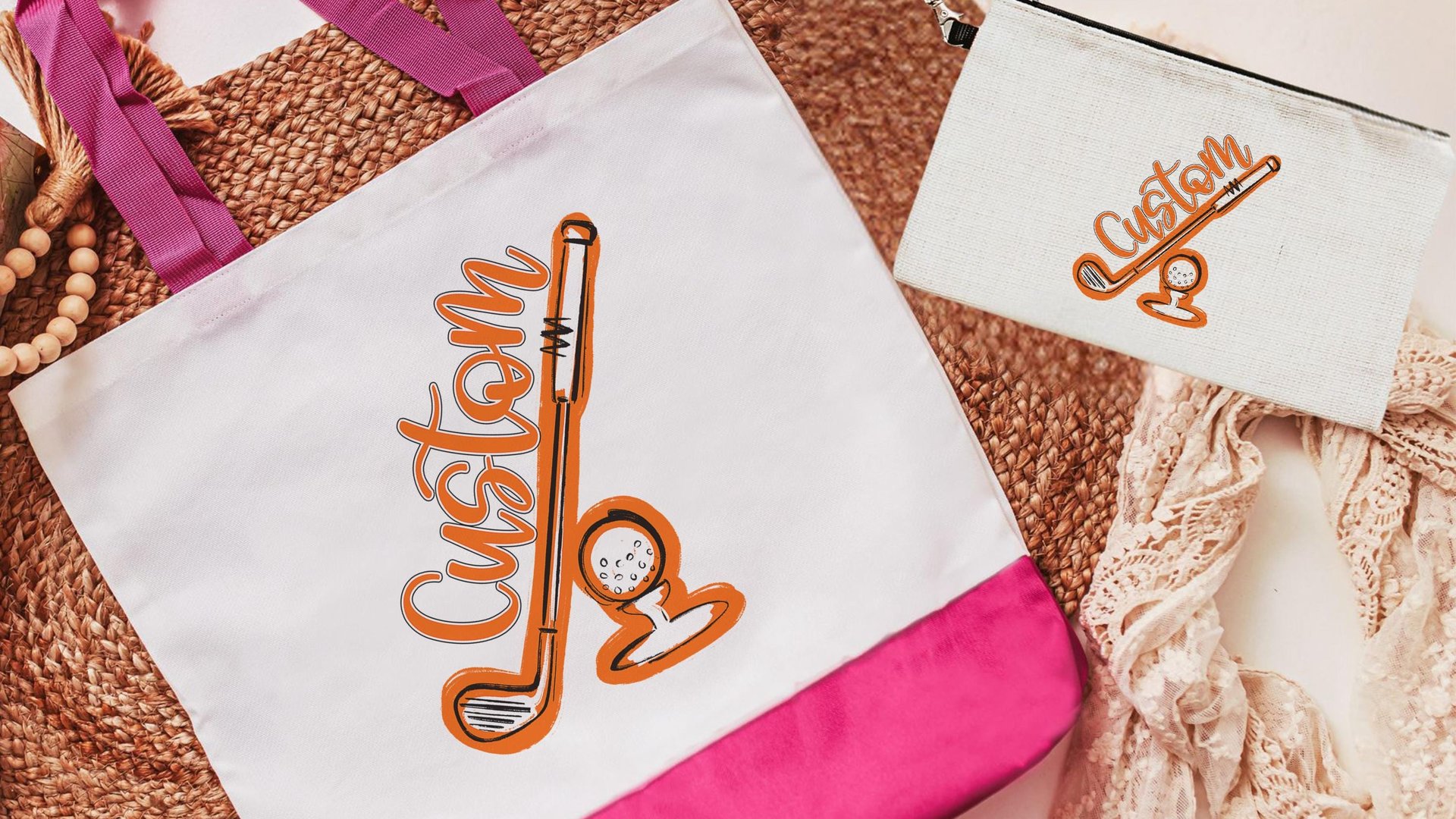 Personalized golf tote bag for women, lady golfer gift wristlet with zipper, golf gifts for her, lady golfer golfing tournament, golf bag