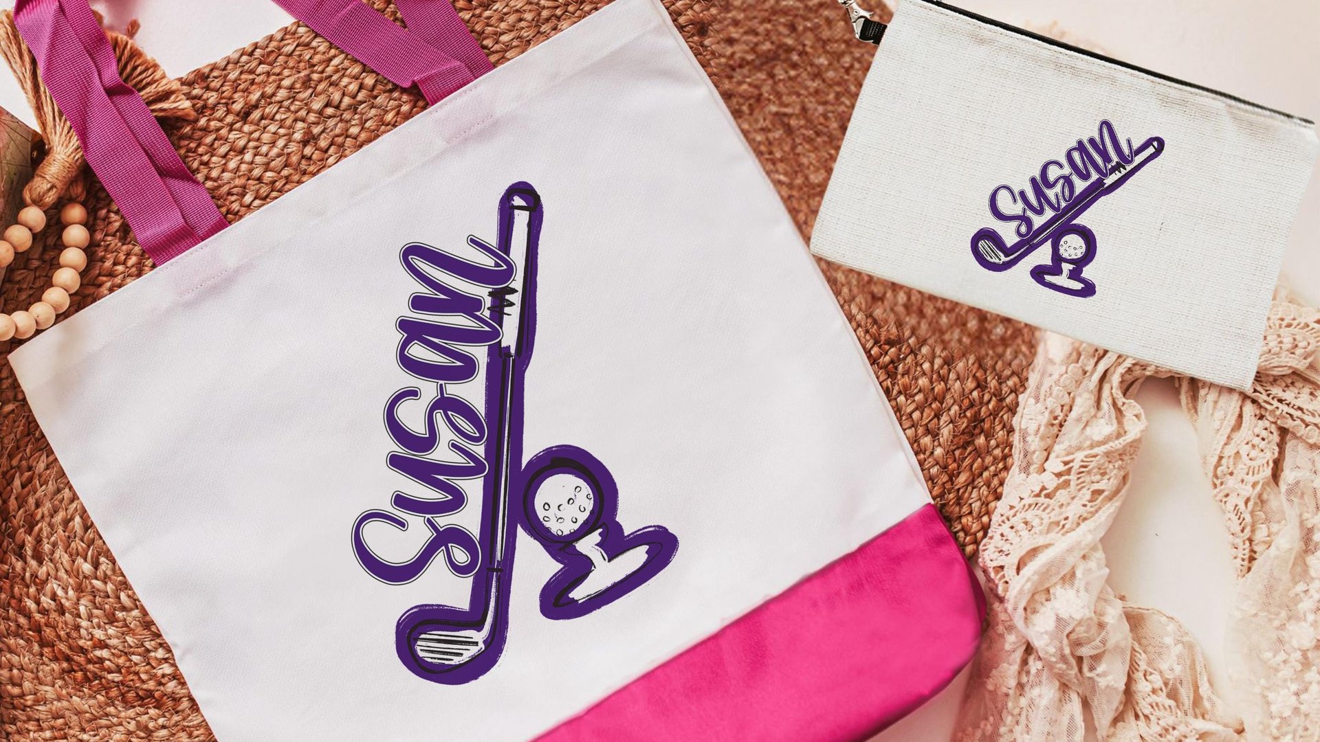 Personalized golf tote bag for women, lady golfer gift wristlet with zipper, golf gifts for her, lady golfer golfing tournament, golf bag