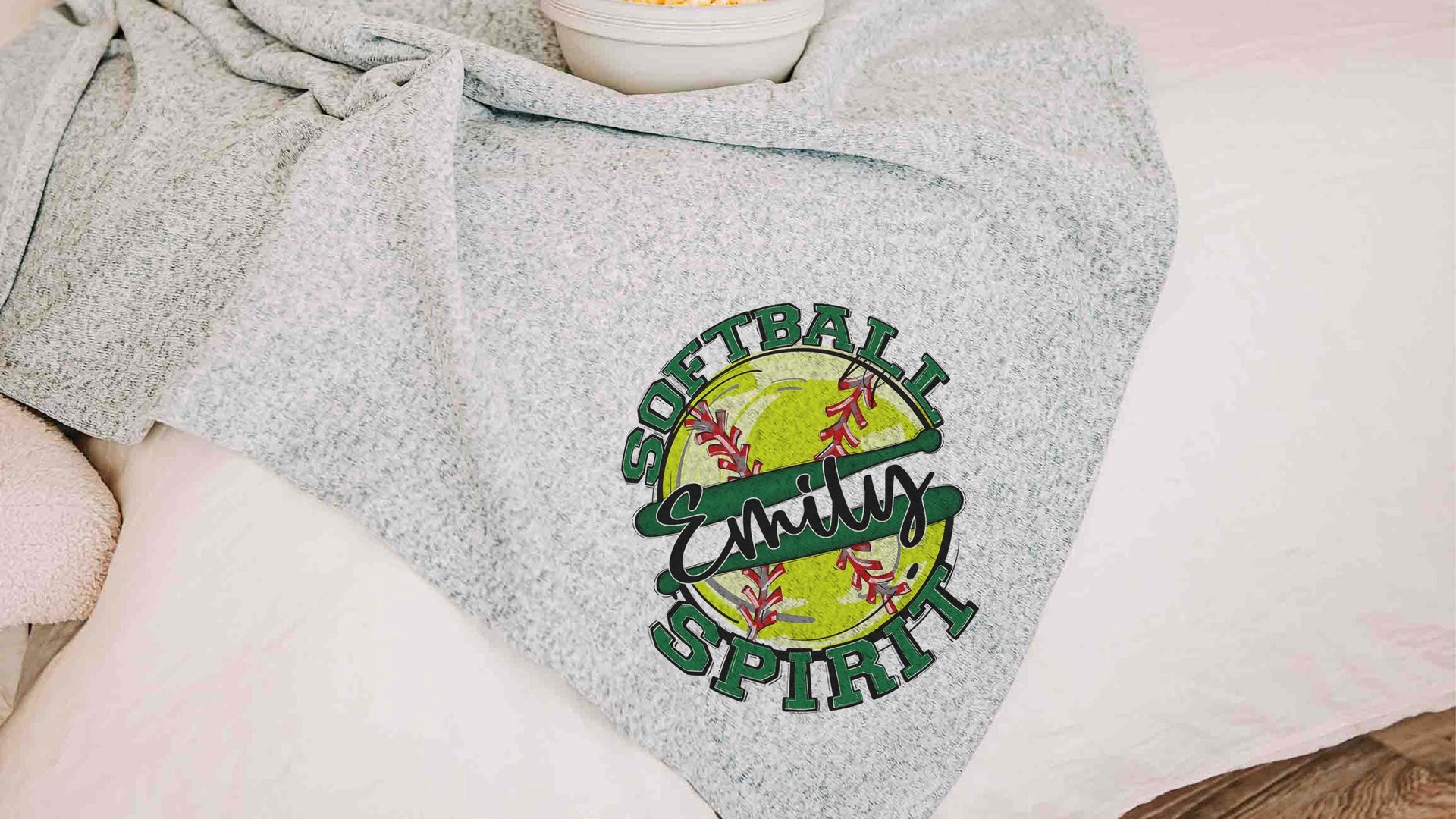 Personalized softball spirit name blanket 50 x 60, softball Mothers day gift for mother in law, carolina blue name throw blanket for sofa