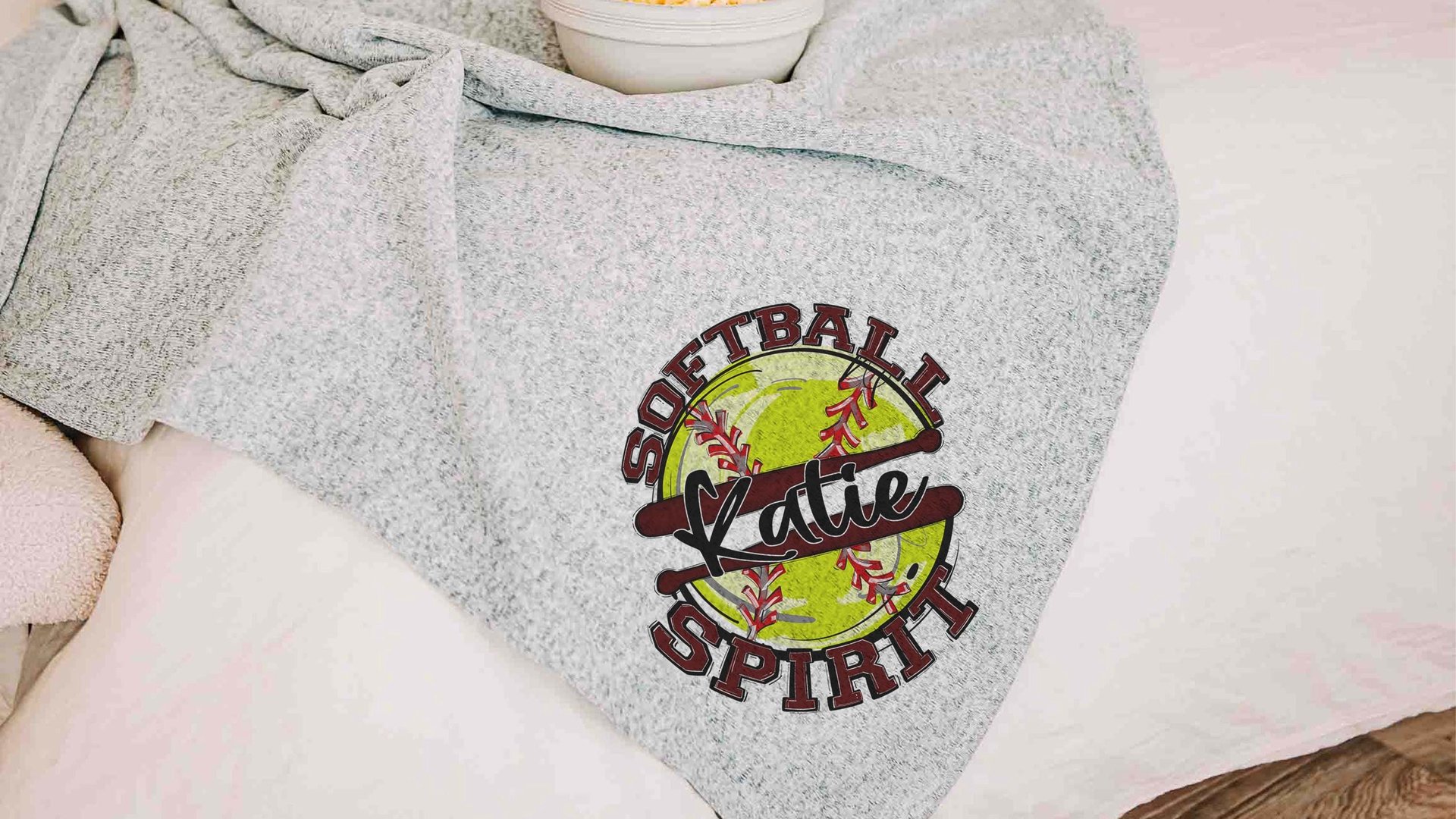 Personalized softball spirit name blanket 50 x 60, softball Mothers day gift for mother in law, carolina blue name throw blanket for sofa