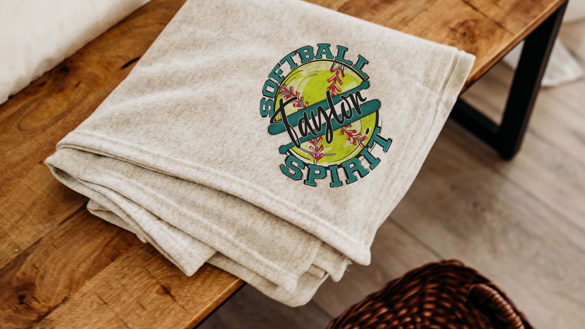 Personalized softball spirit name blanket 50 x 60, softball Mothers day gift for mother in law, carolina blue name throw blanket for sofa