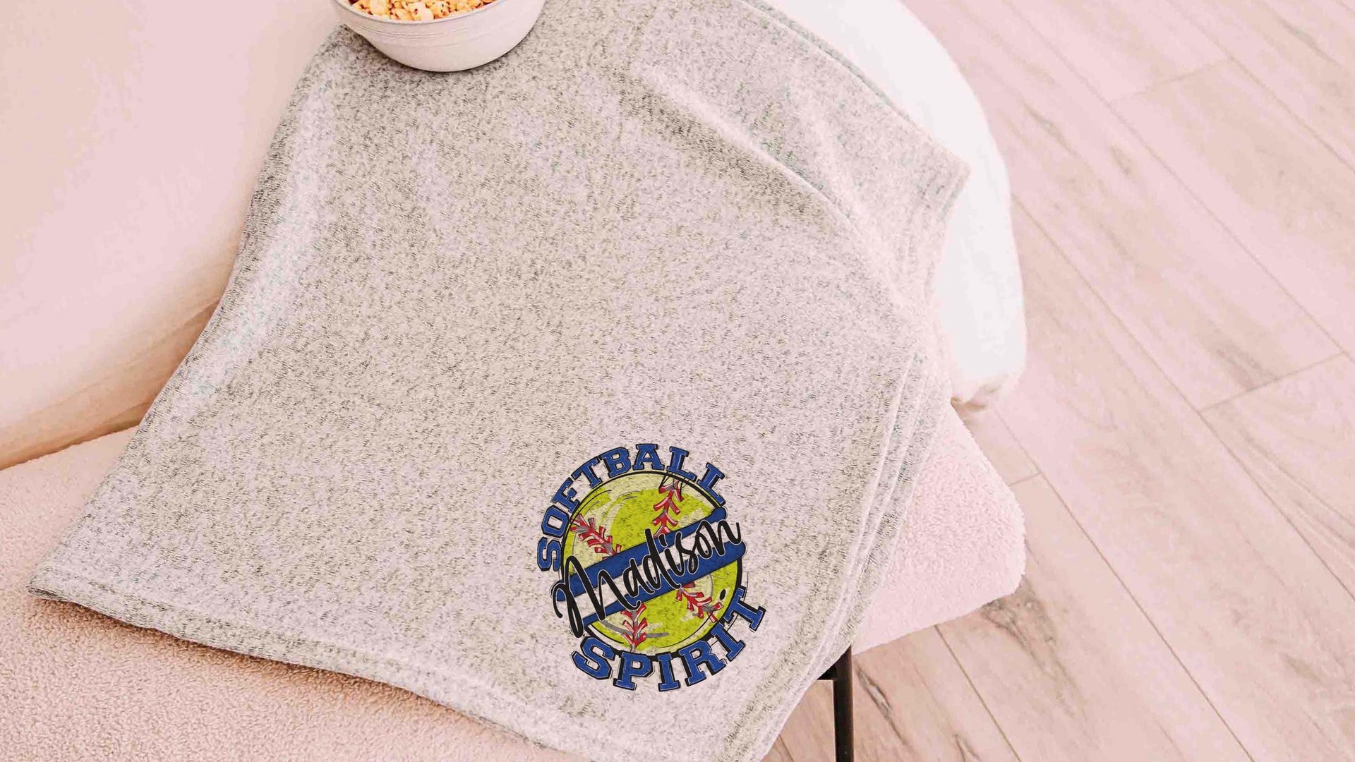 Personalized softball spirit name blanket 50 x 60, softball Mothers day gift for mother in law, carolina blue name throw blanket for sofa