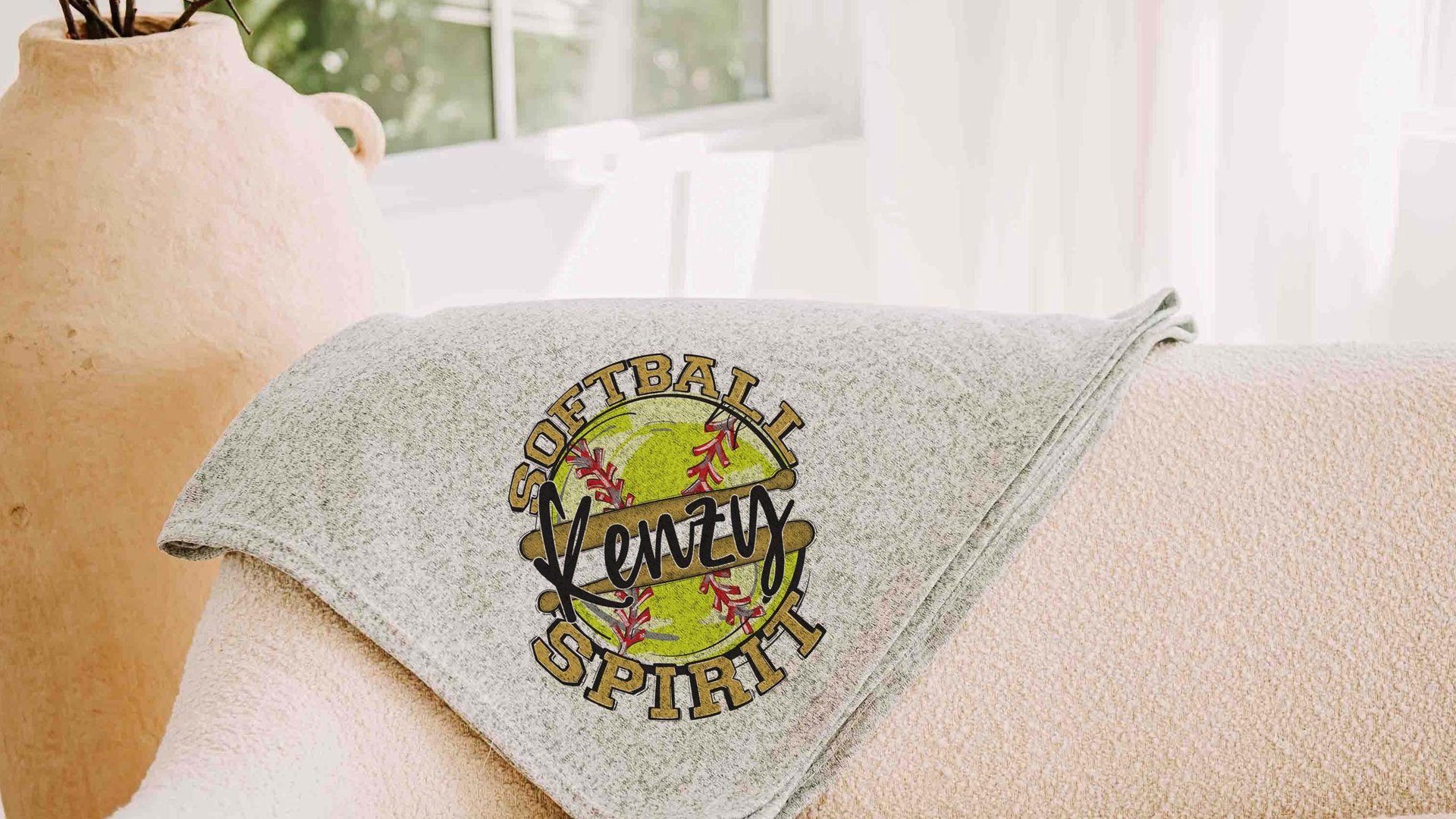 Personalized softball spirit name blanket 50 x 60, softball Mothers day gift for mother in law, carolina blue name throw blanket for sofa