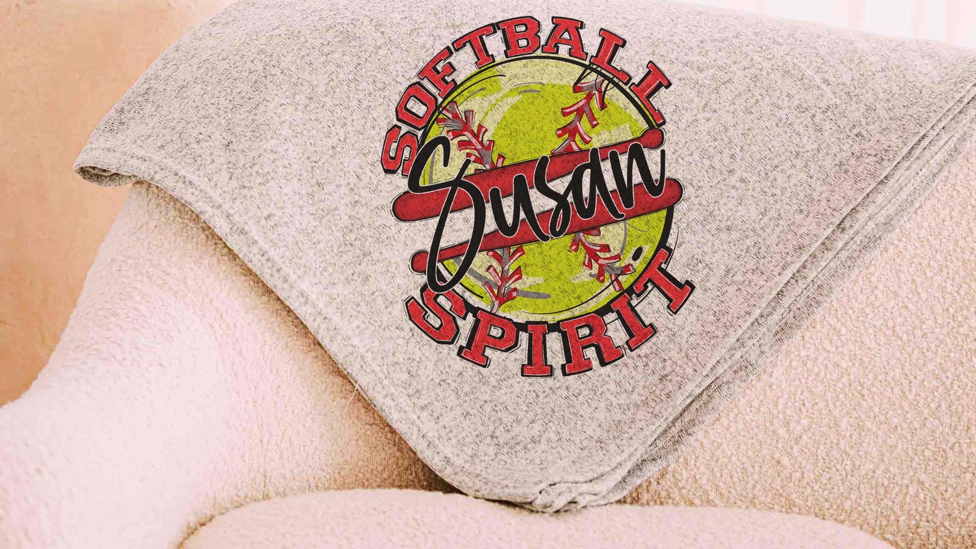 Personalized softball spirit name blanket 50 x 60, softball Mothers day gift for mother in law, carolina blue name throw blanket for sofa