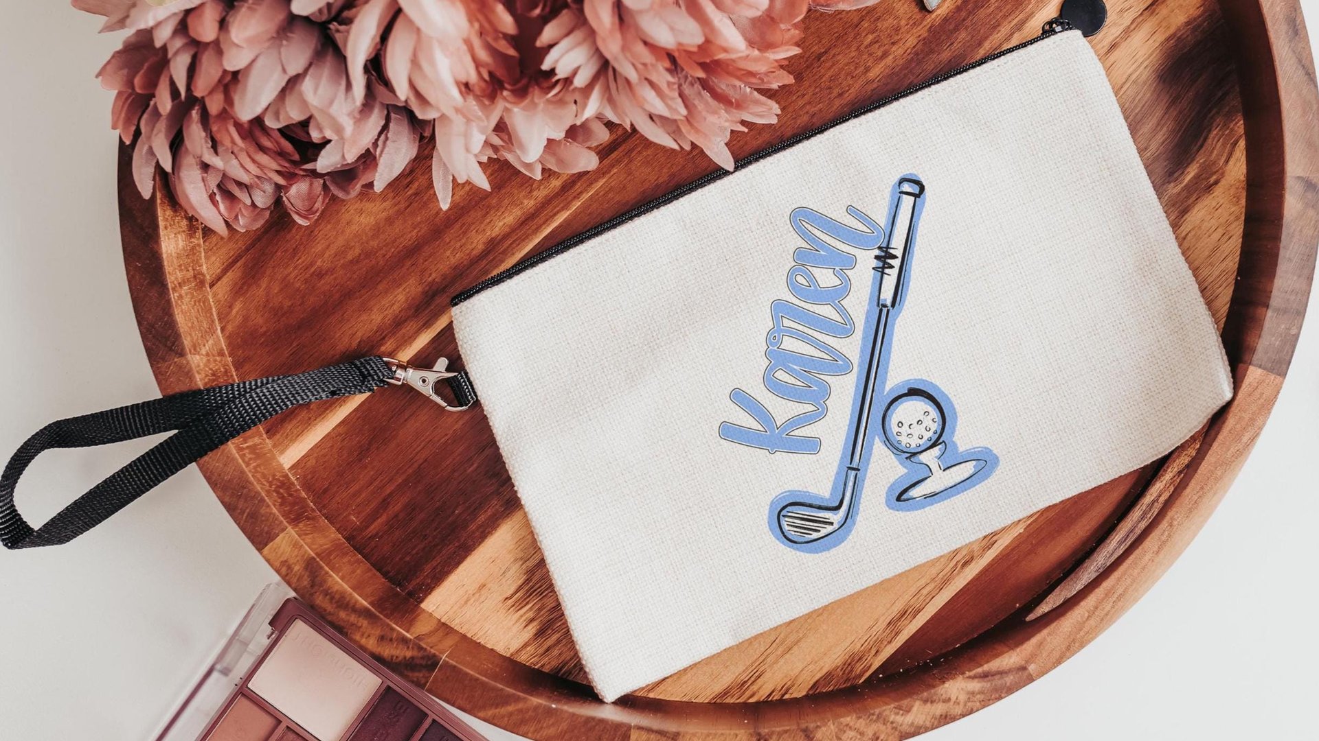 Personalized golf tote bag for women, lady golfer gift wristlet with zipper, golf gifts for her, lady golfer golfing tournament, golf bag