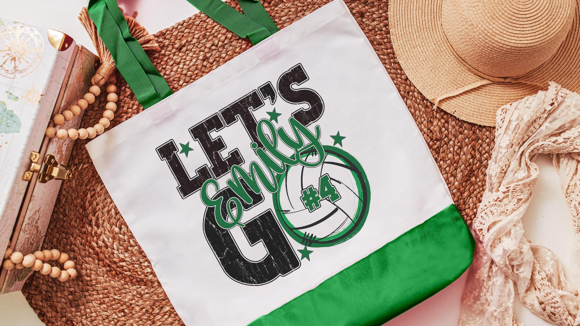 Personalized volleyball tote bag for women, lady volleyball gift wristlet with zipper, volleyball gifts for her, lady volleyball tournament