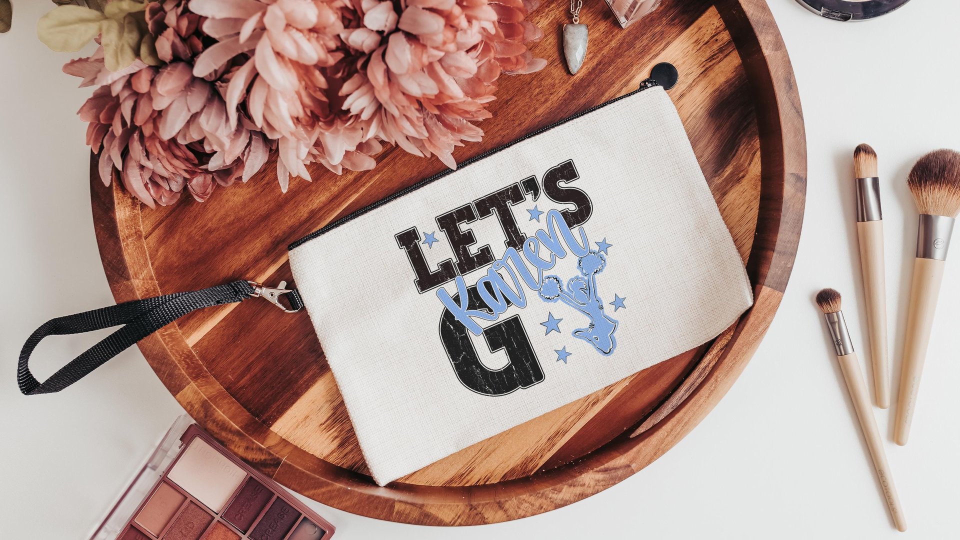 personalized cheerleading tote bag for girls, cheer wristlet with name, high school graduation gifts for daughter, 2026 cheer senior gifts