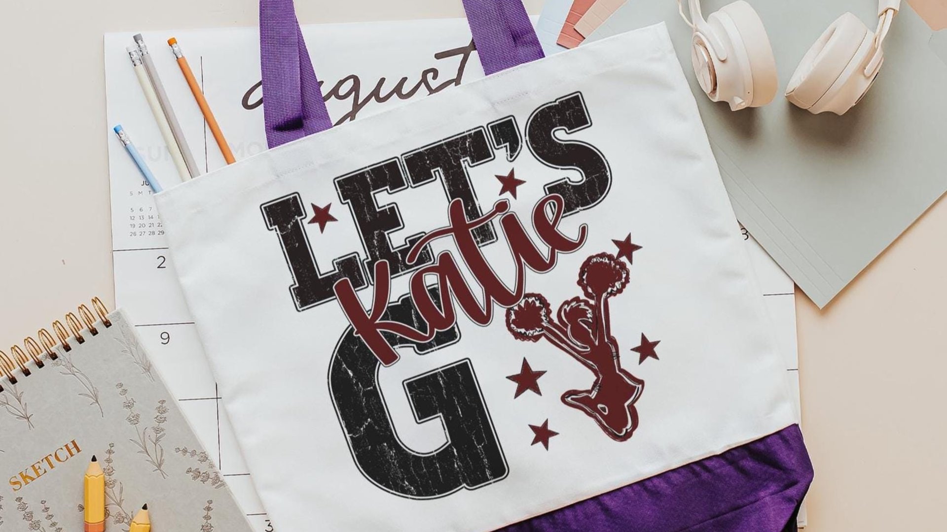 personalized cheerleading tote bag for girls, cheer wristlet with name, high school graduation gifts for daughter, 2026 cheer senior gifts