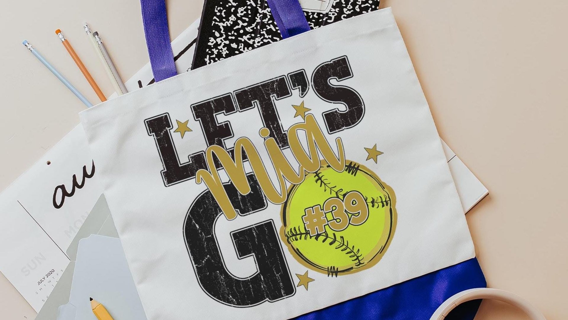 personalized softball tote bags for high school, school spirit tote bag with name, softball wristlet for girls, softball gifts for player