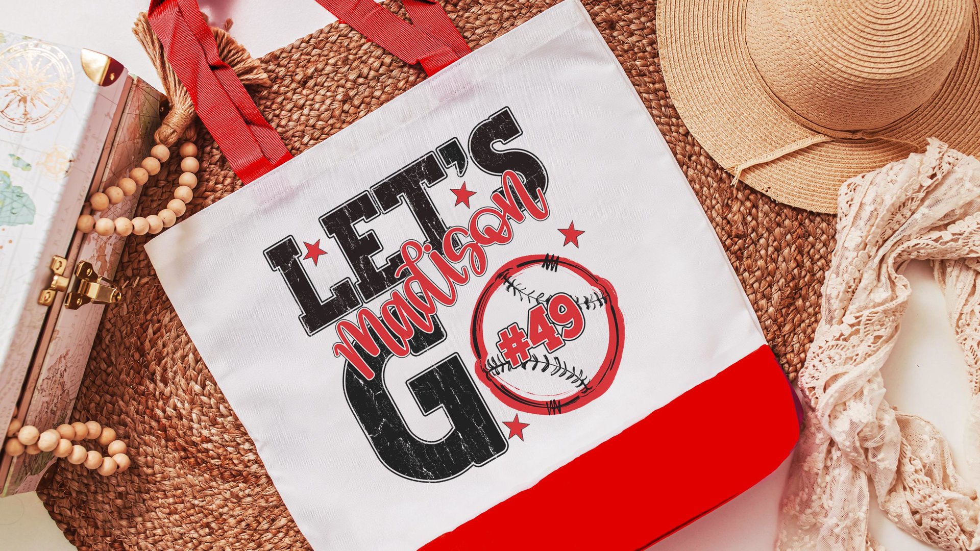 Personalized baseball tote bag for women, lady baseball gift wristlet with zipper, baseball gifts for her, lady baseball tournament