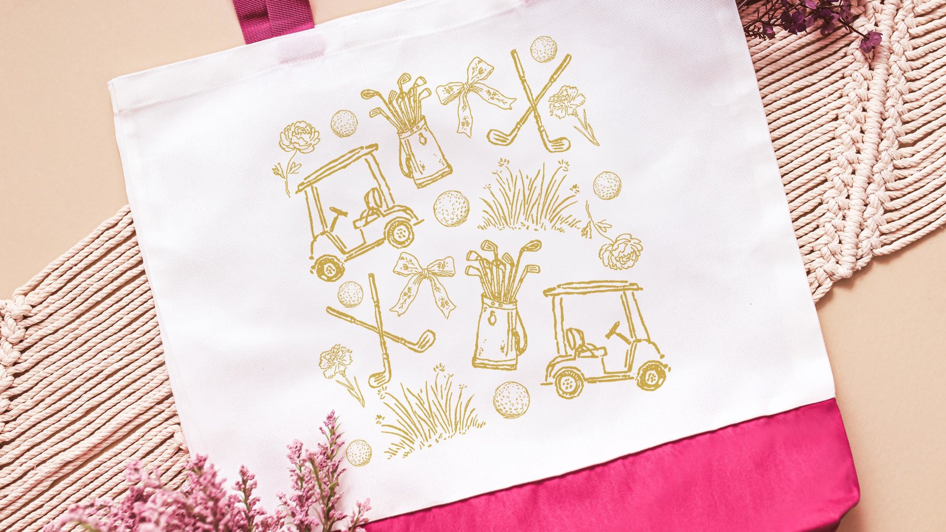 carolina blue golf icons golf tote bag for cart, golf Mothers Day gift for golfers, golf mom era golf wristlet for women, cute golf gifts