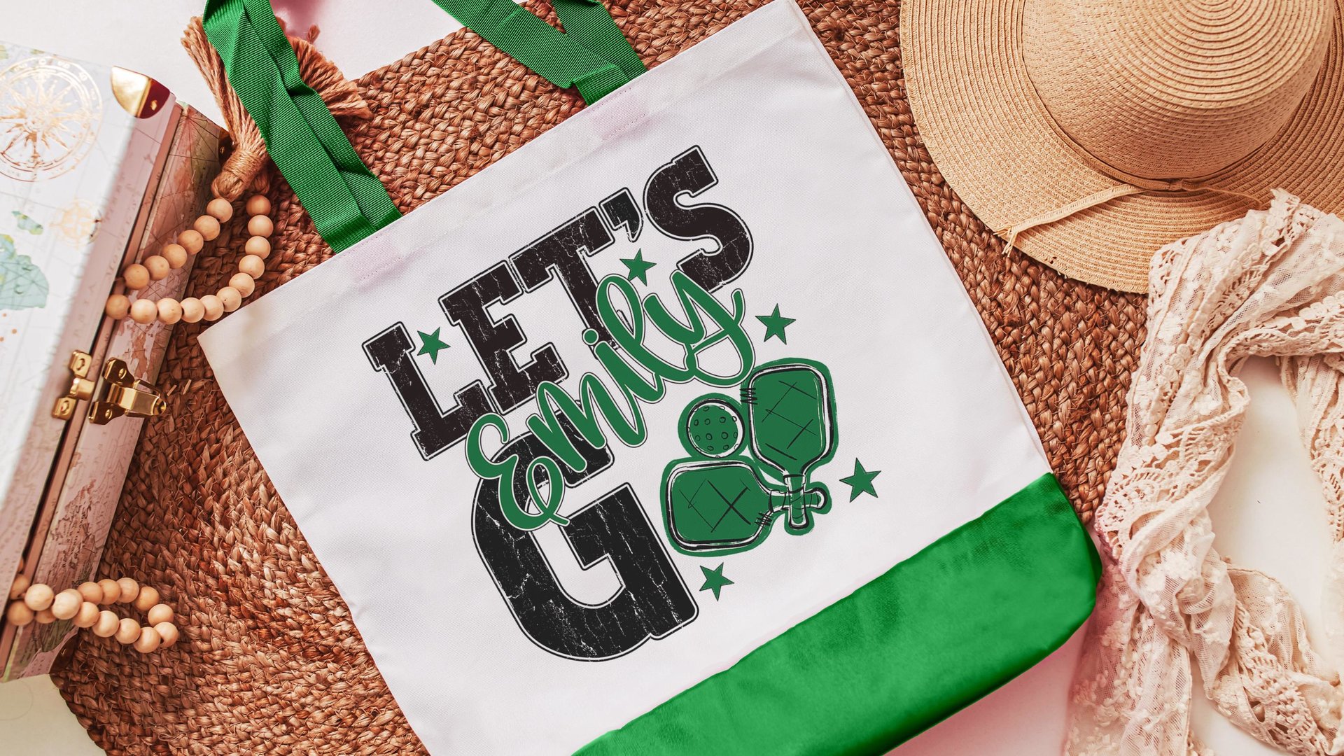 Personalized pickleball tote bag for women, lady pickleball gift wristlet with zipper, pickleball gifts for her, lady pickleball tournament