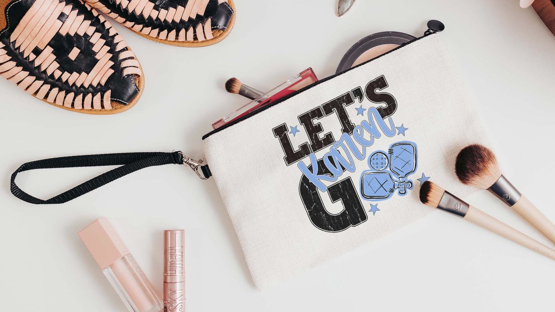 Personalized pickleball tote bag for women, lady pickleball gift wristlet with zipper, pickleball gifts for her, lady pickleball tournament