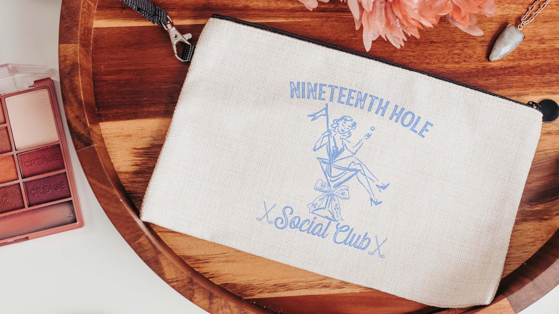 19th hole social club golf tote bag for cart, golf Mothers Day gift for golfers, golf mom era golf wristlet for women, sassy golf gifts for