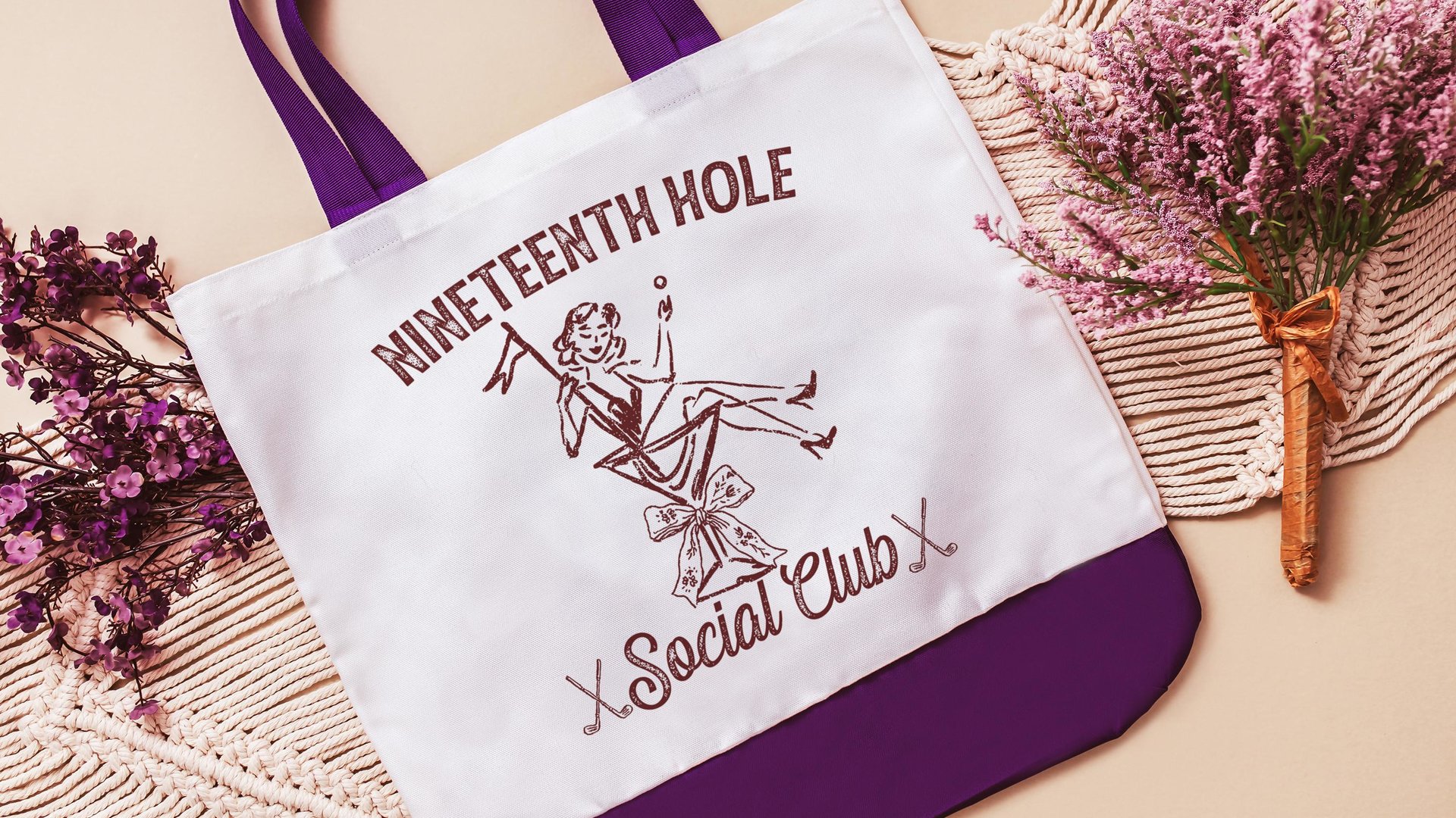 19th hole social club golf tote bag for cart, golf Mothers Day gift for golfers, golf mom era golf wristlet for women, sassy golf gifts for
