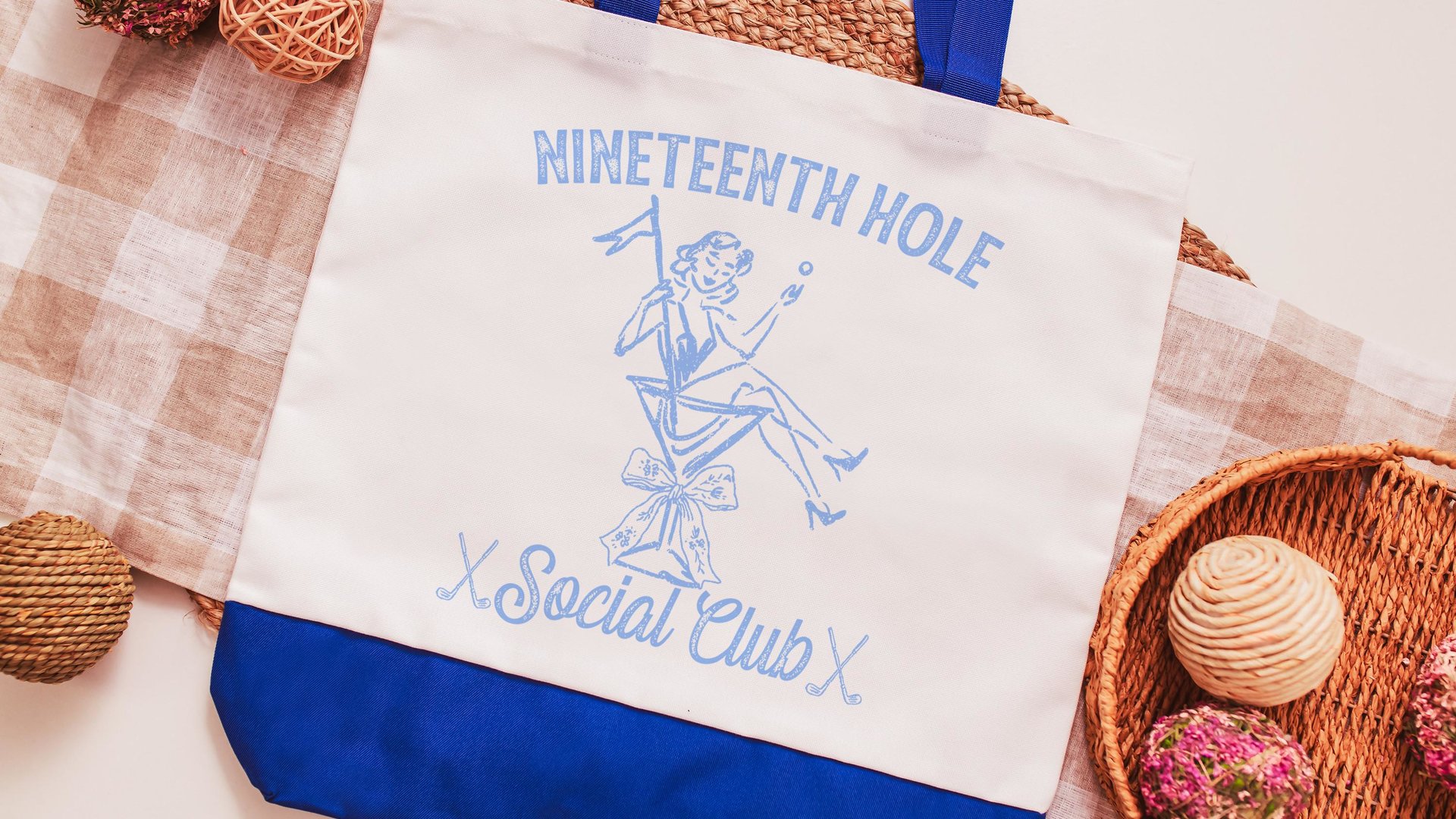 19th hole social club golf tote bag for cart, golf Mothers Day gift for golfers, golf mom era golf wristlet for women, sassy golf gifts for