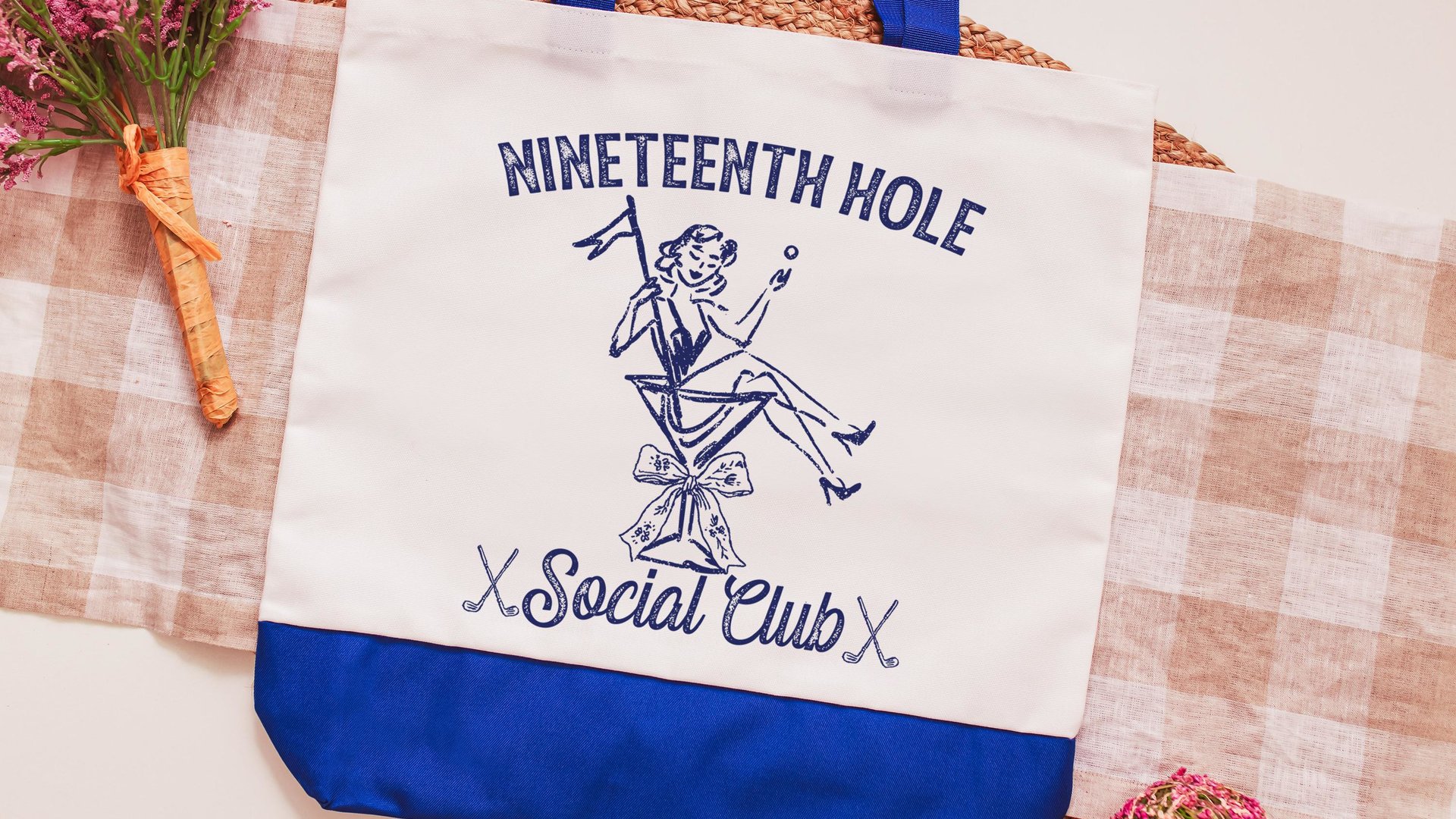 19th hole social club golf tote bag for cart, golf Mothers Day gift for golfers, golf mom era golf wristlet for women, sassy golf gifts for