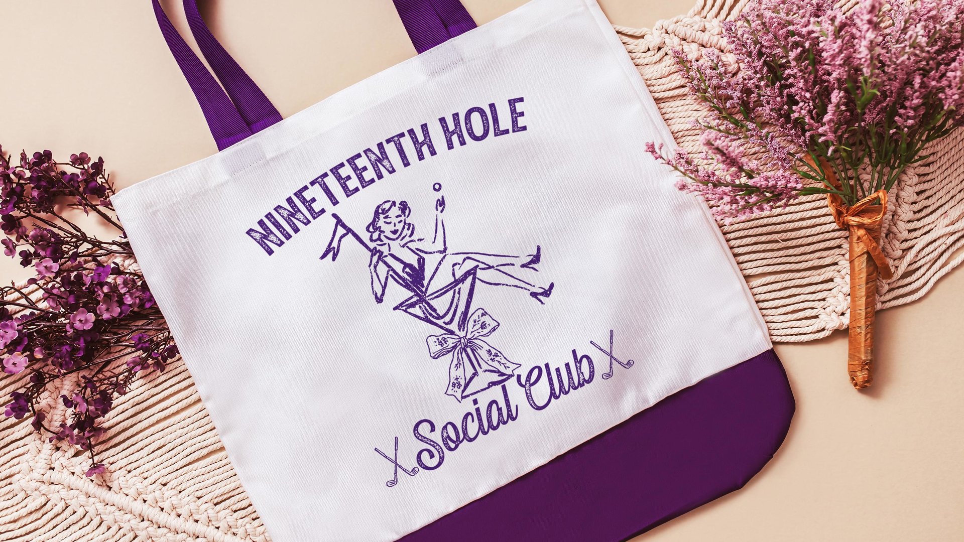 19th hole social club golf tote bag for cart, golf Mothers Day gift for golfers, golf mom era golf wristlet for women, sassy golf gifts for